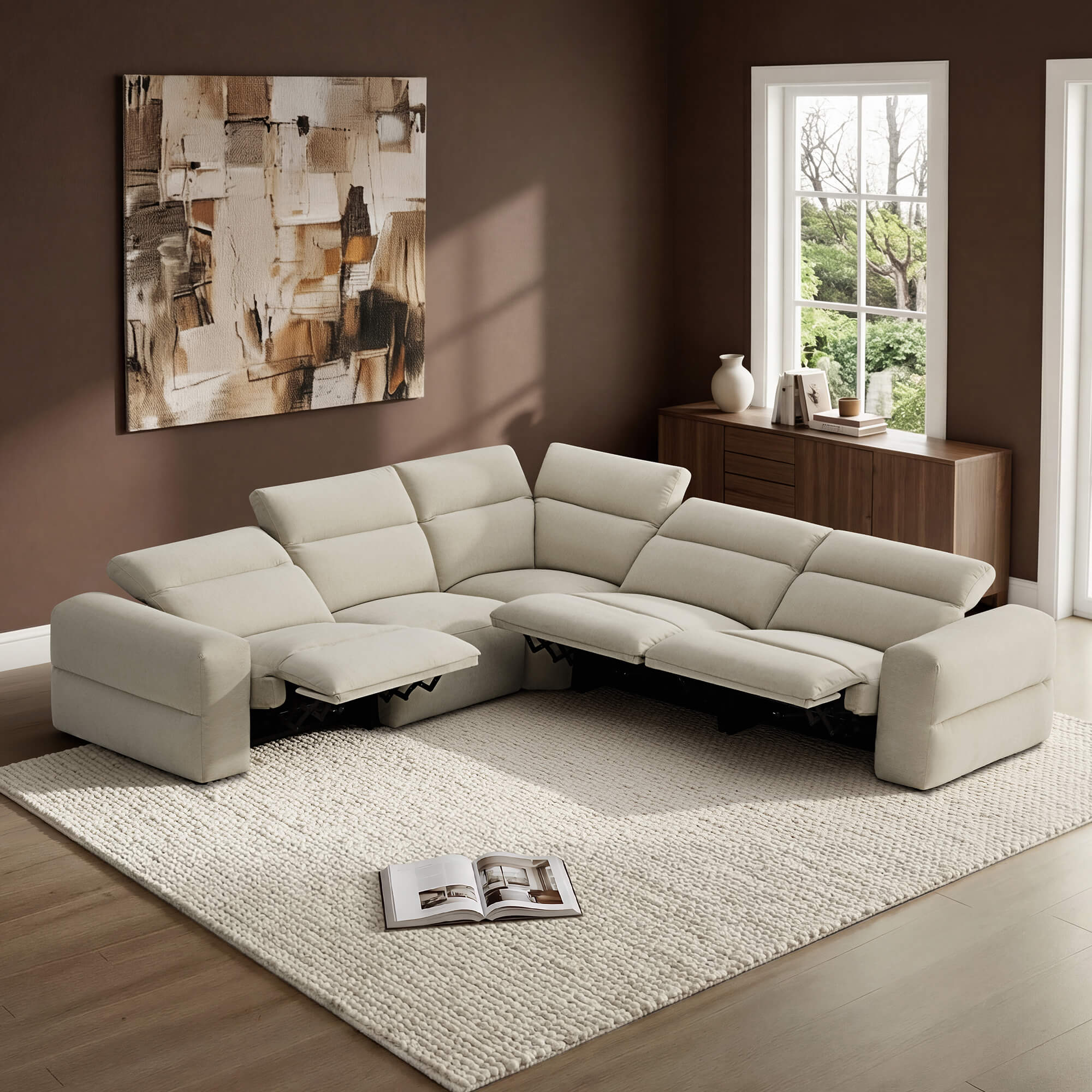 Haley Buttery-Soft 5-Seat Modular Power Reclining Sofa with Power Headrests - Image 5