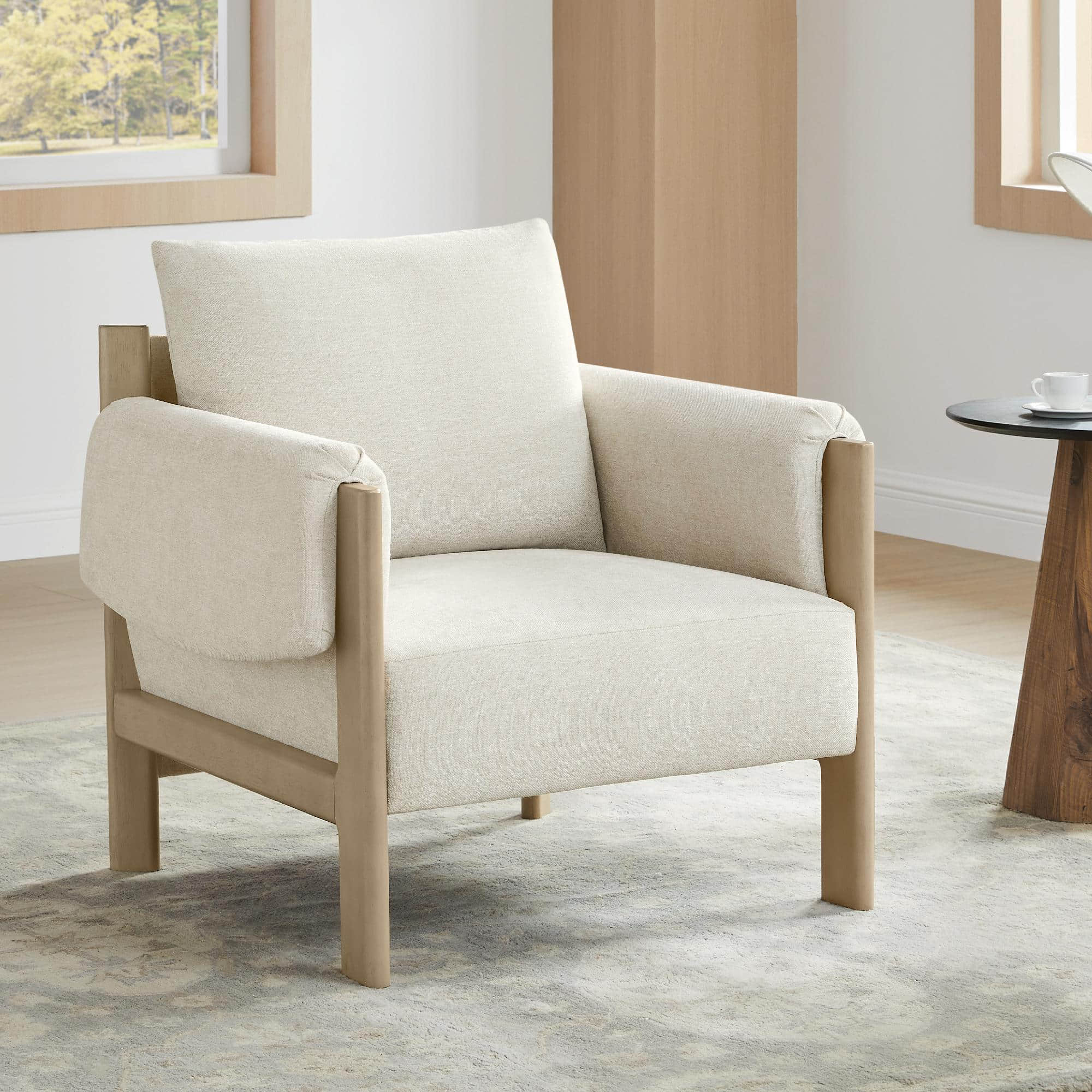 Harbor Upholstered Accent Chair with Wooden Frame - Image 12