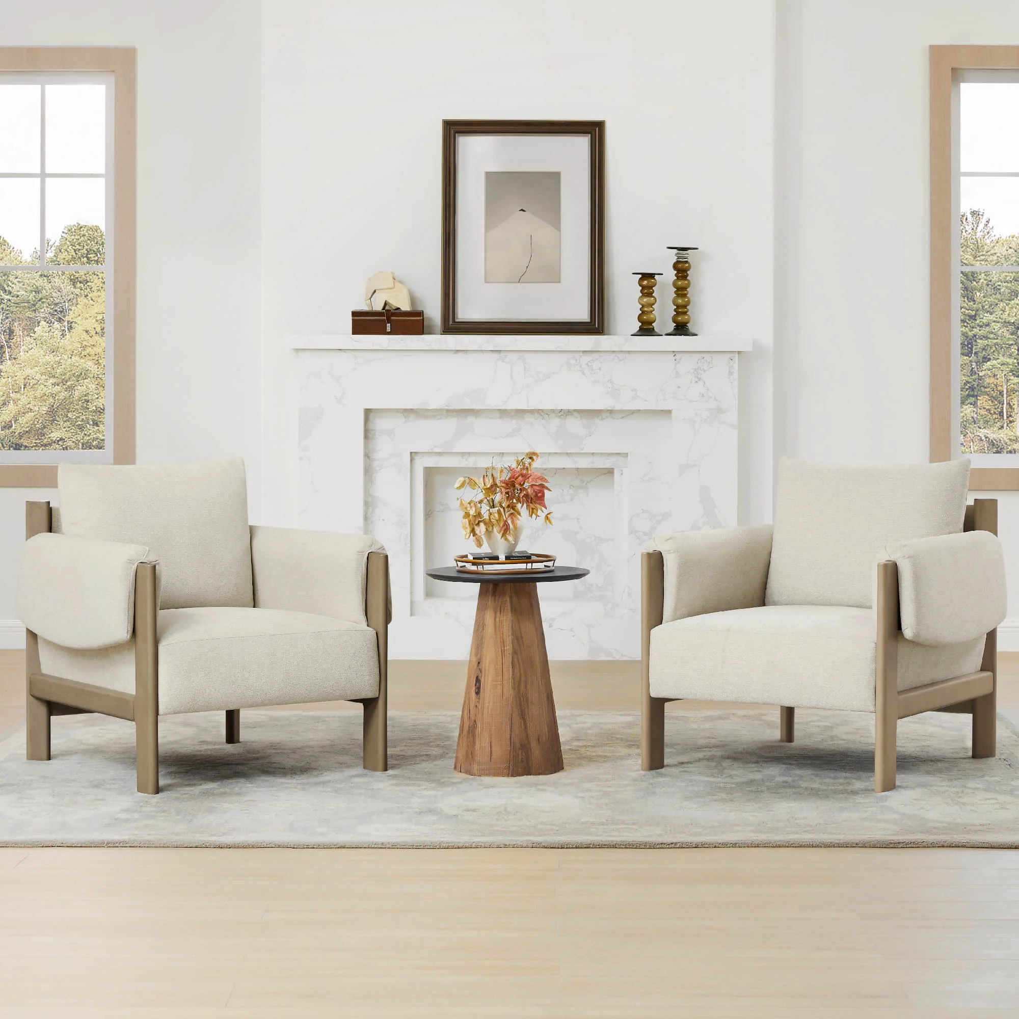 Harbor Upholstered Accent Chair with Wooden Frame - Image 6