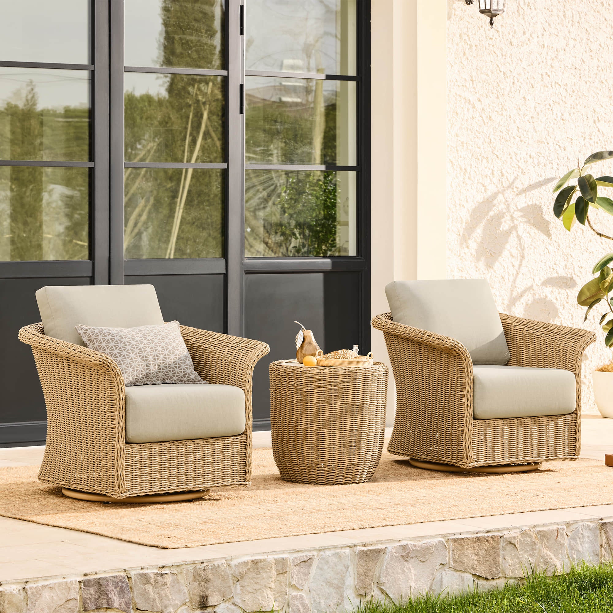 Haven Wicker Woven Outdoor Bistro Set - Image 5