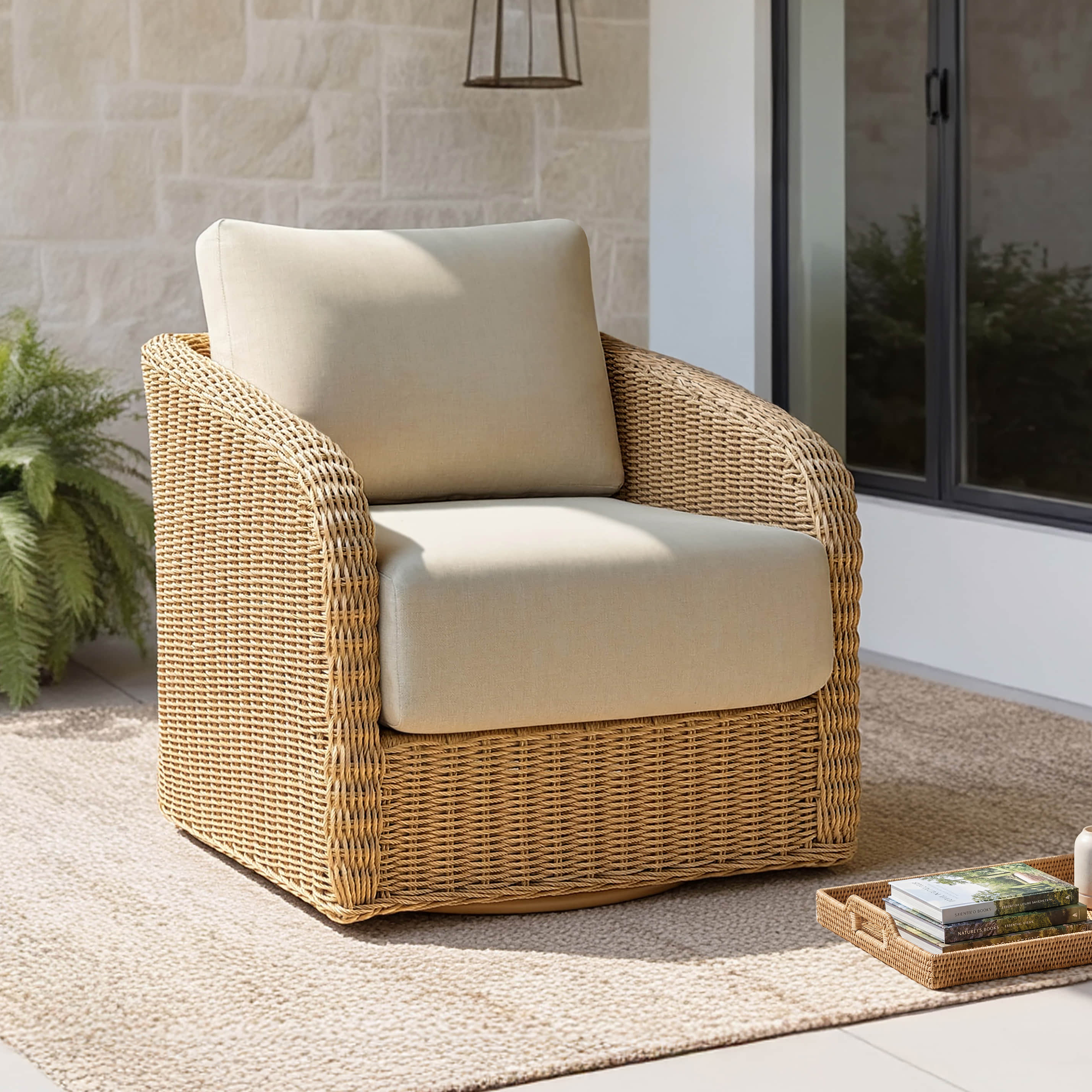 Haven Wicker Woven Outdoor Swivel Chair (Set of 2) - Image 8