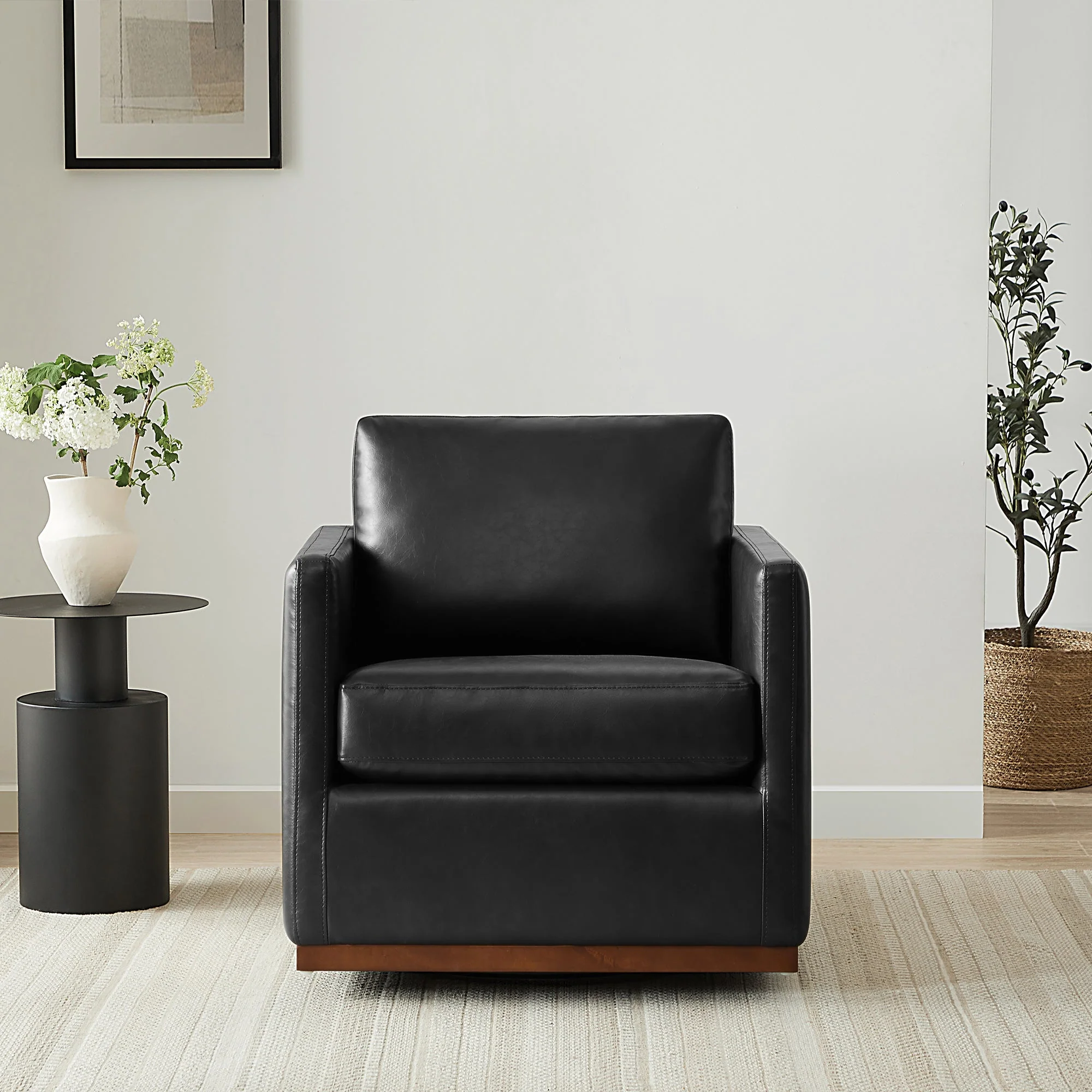 Henry Swivel Accent Chair with Wood Base - Image 12