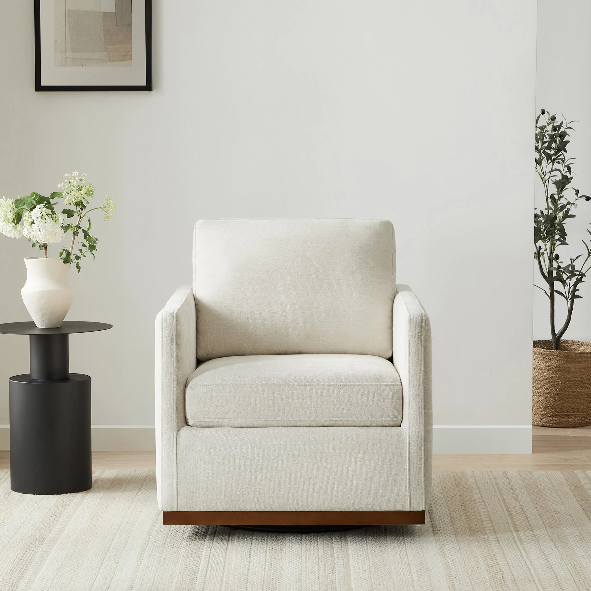 Henry Swivel Accent Chair with Wood Base - Image 31