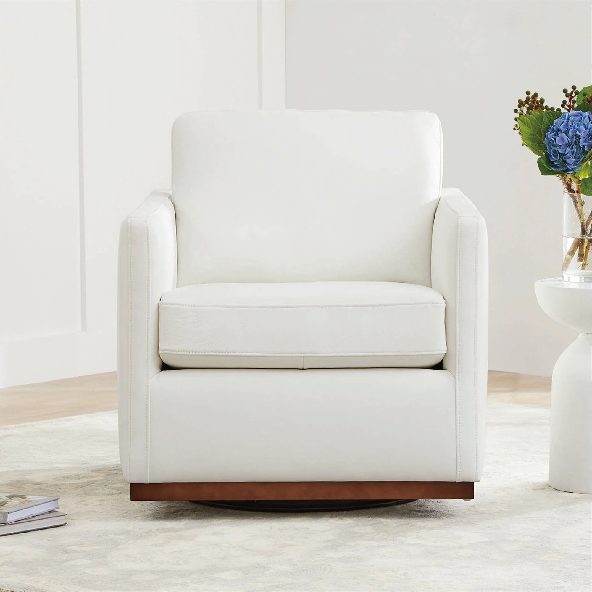 Henry Swivel Accent Chair with Wood Base - Image 68