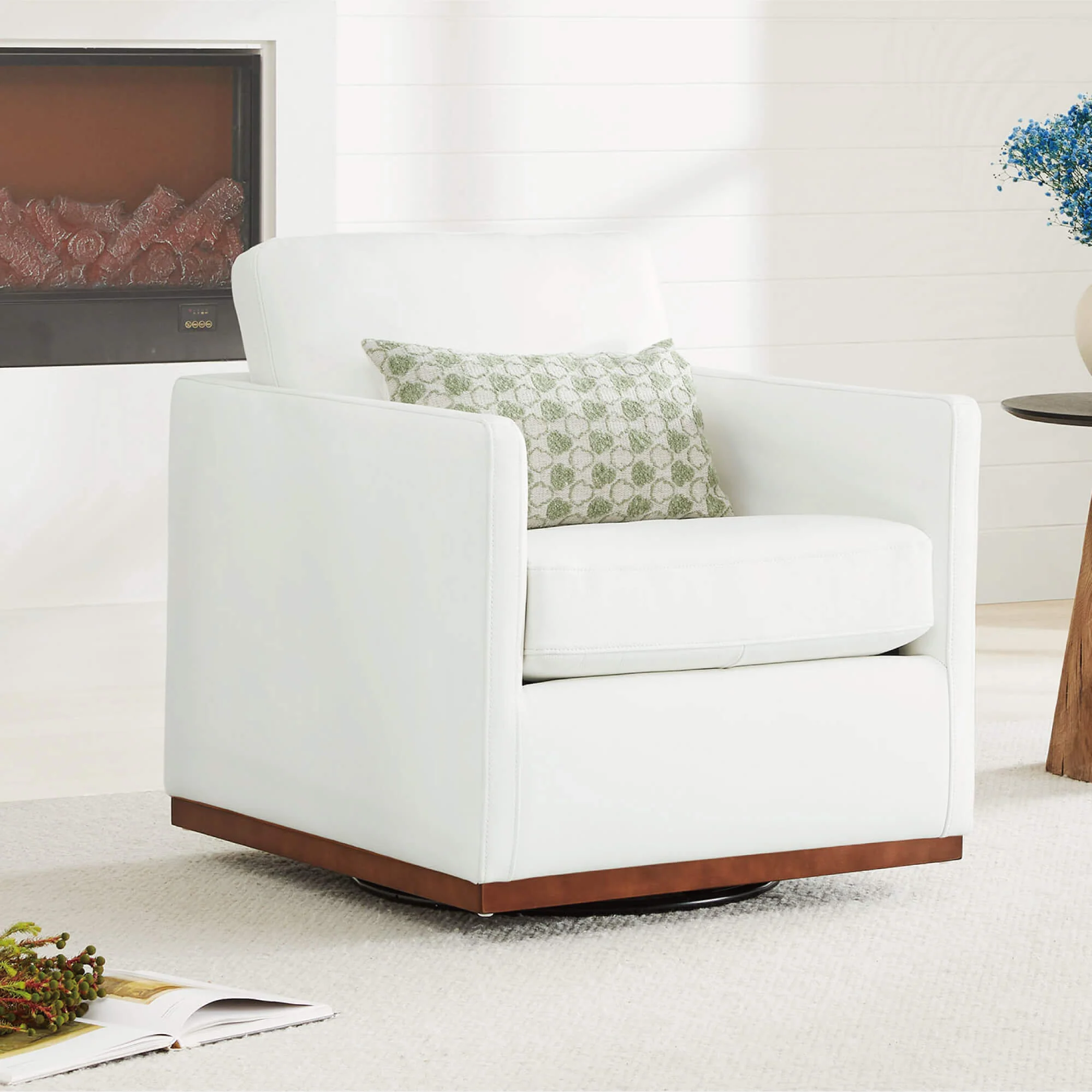 Henry Swivel Accent Chair with Wood Base - Image 75