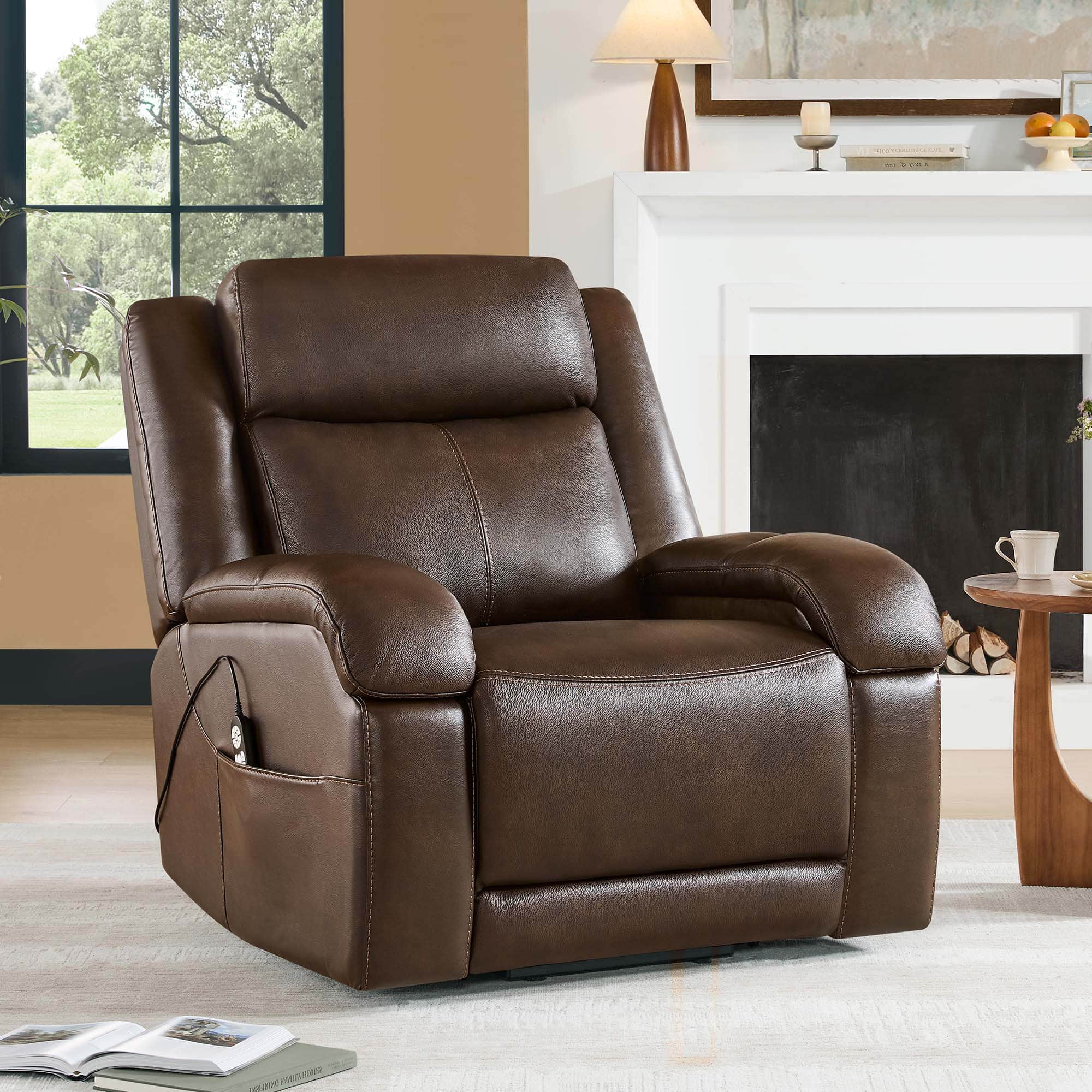 Isaac Genuine Leather Lift Assist Recliner With Power Headrest - Image 4