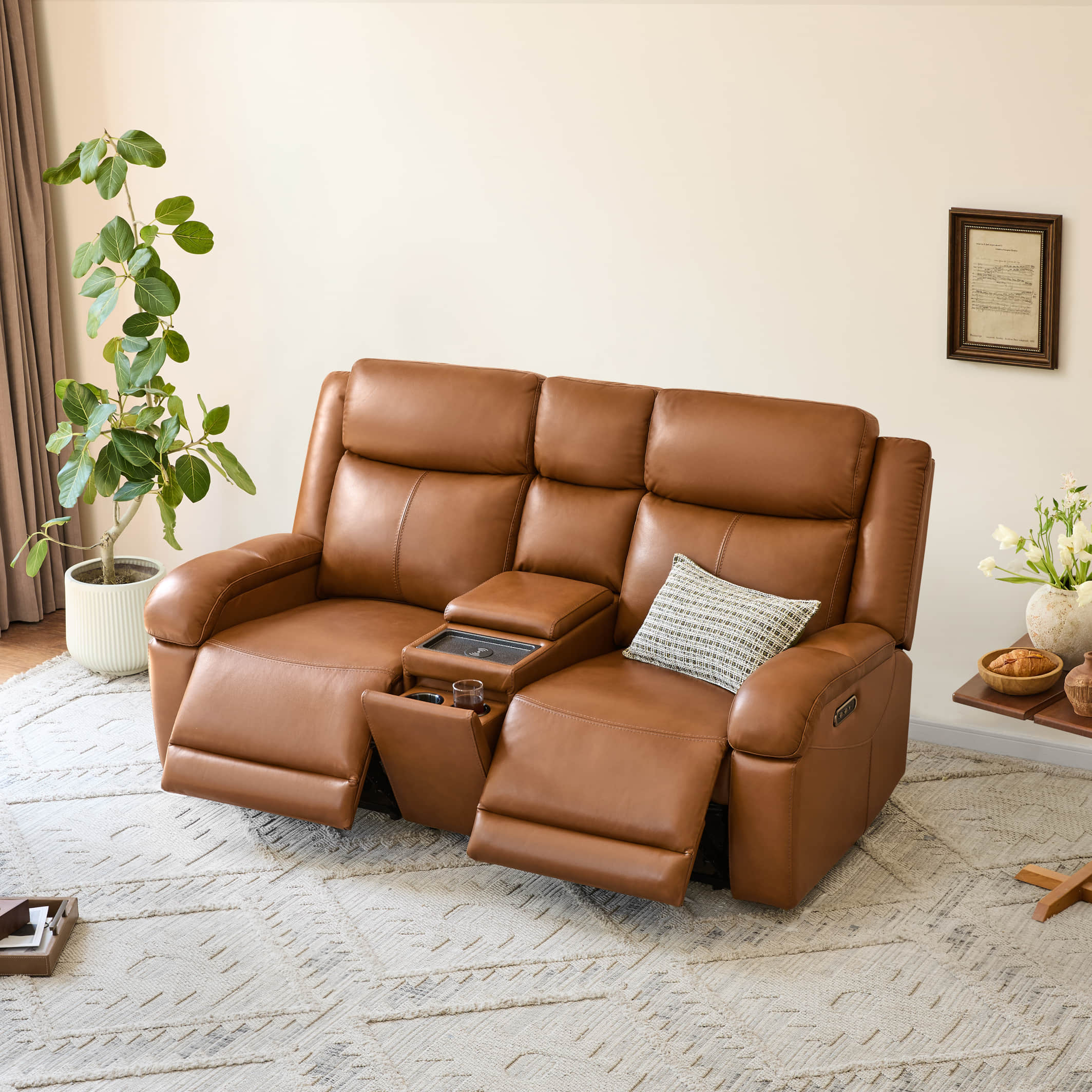 Isaac Genuine Leather Wall Hugger Power Reclining Sofa with Power Headrest - Image 104