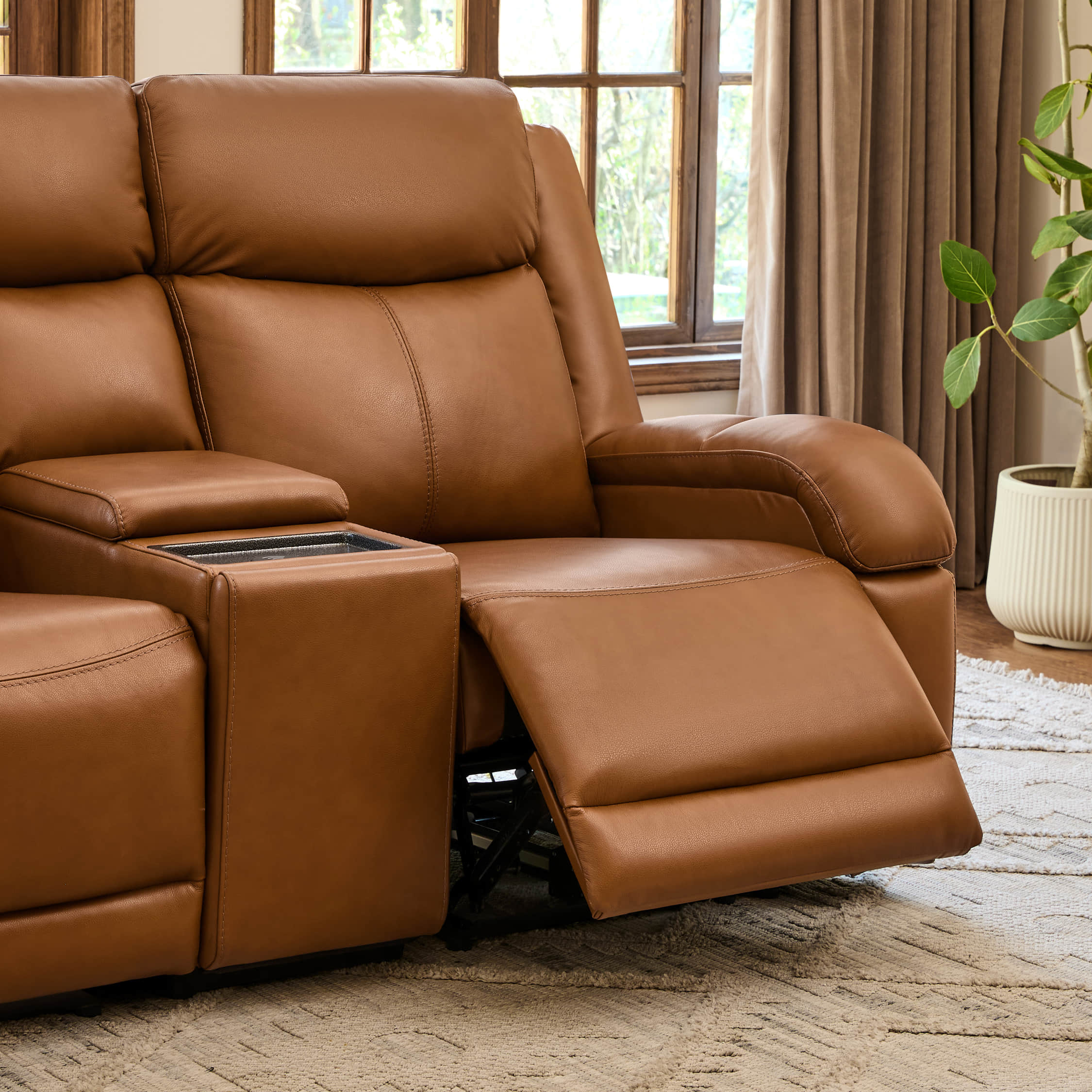 Isaac Genuine Leather Wall Hugger Power Reclining Sofa with Power Headrest - Image 108