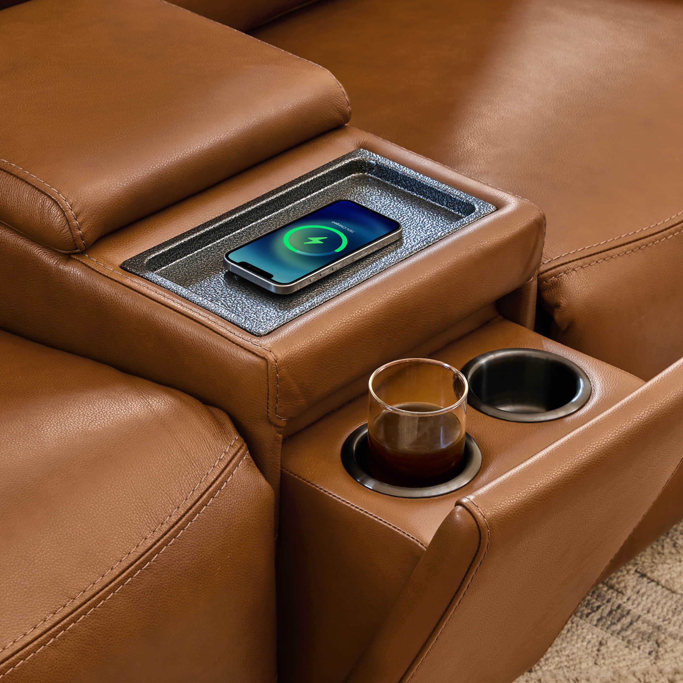 Isaac Genuine Leather Wall Hugger Power Reclining Sofa with Power Headrest - Image 109