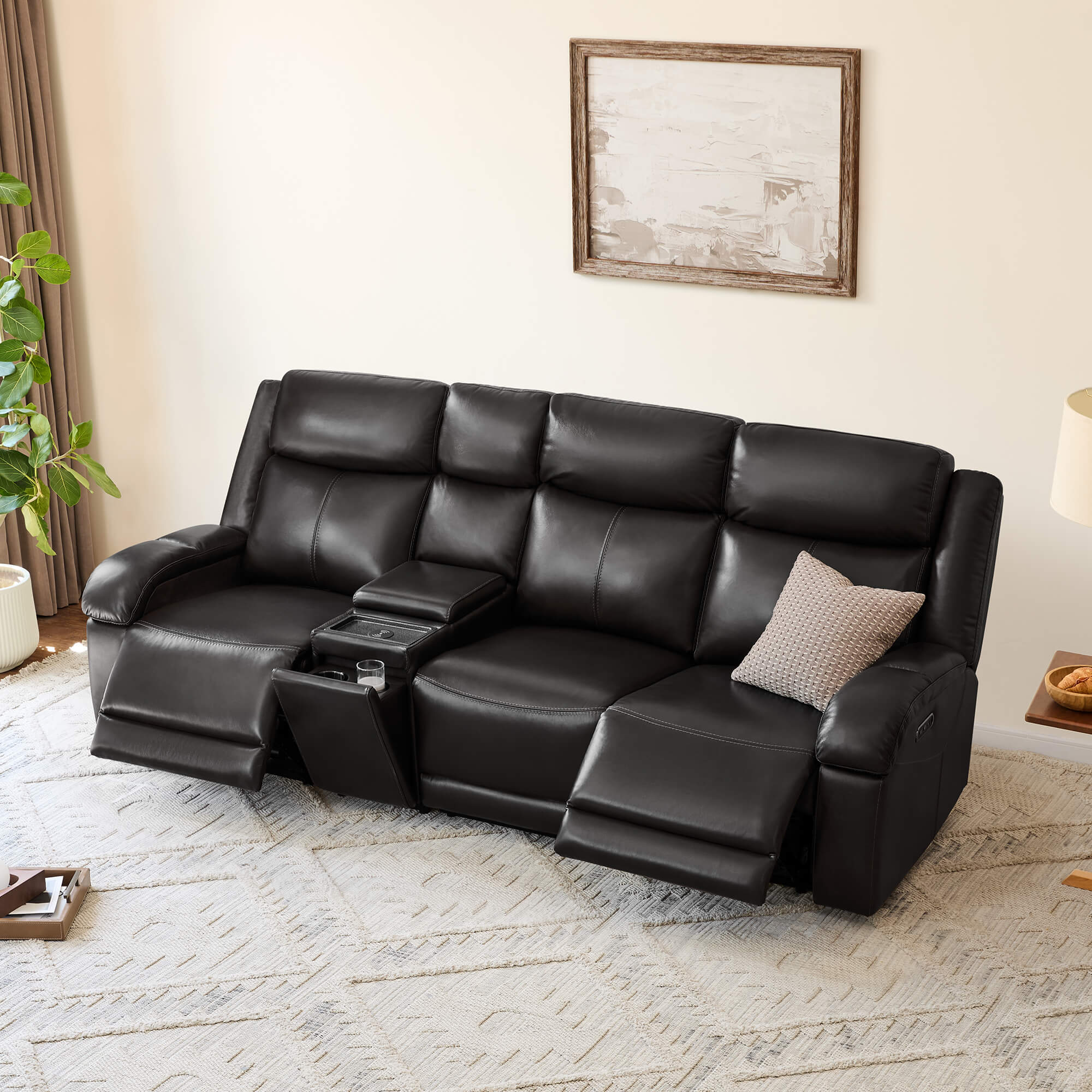 Isaac Genuine Leather Wall Hugger Power Reclining Sofa with Power Headrest - Image 157