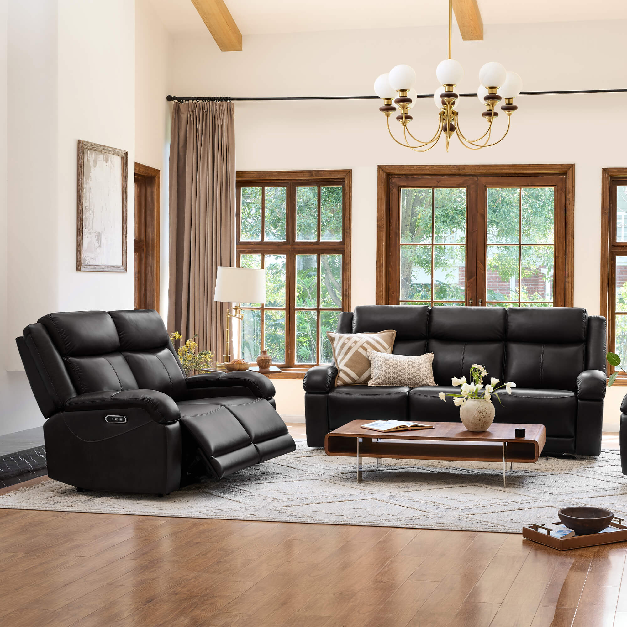 Isaac Genuine Leather Wall Hugger Power Reclining Sofa with Power Headrest - Image 165