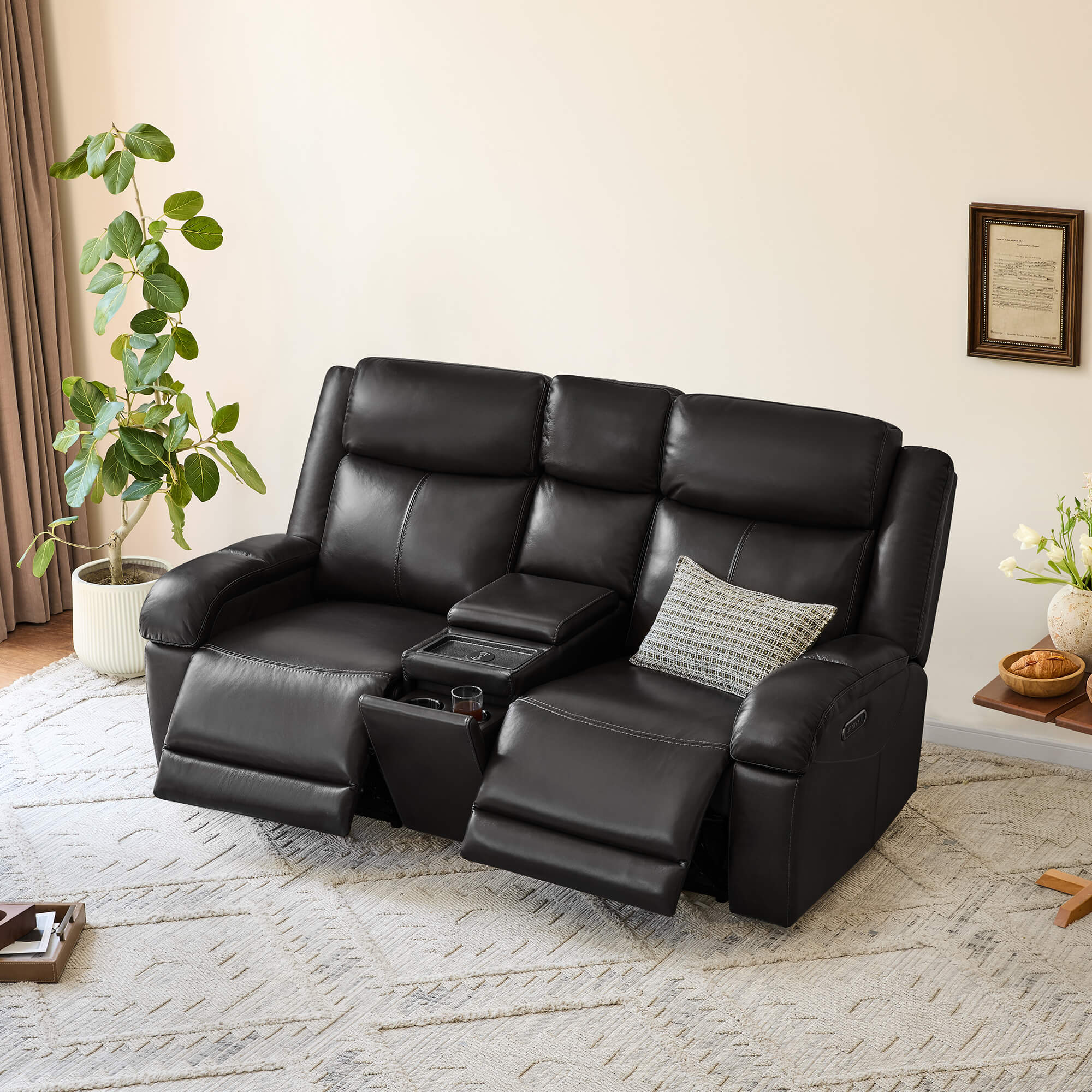 Isaac Genuine Leather Wall Hugger Power Reclining Sofa with Power Headrest - Image 166