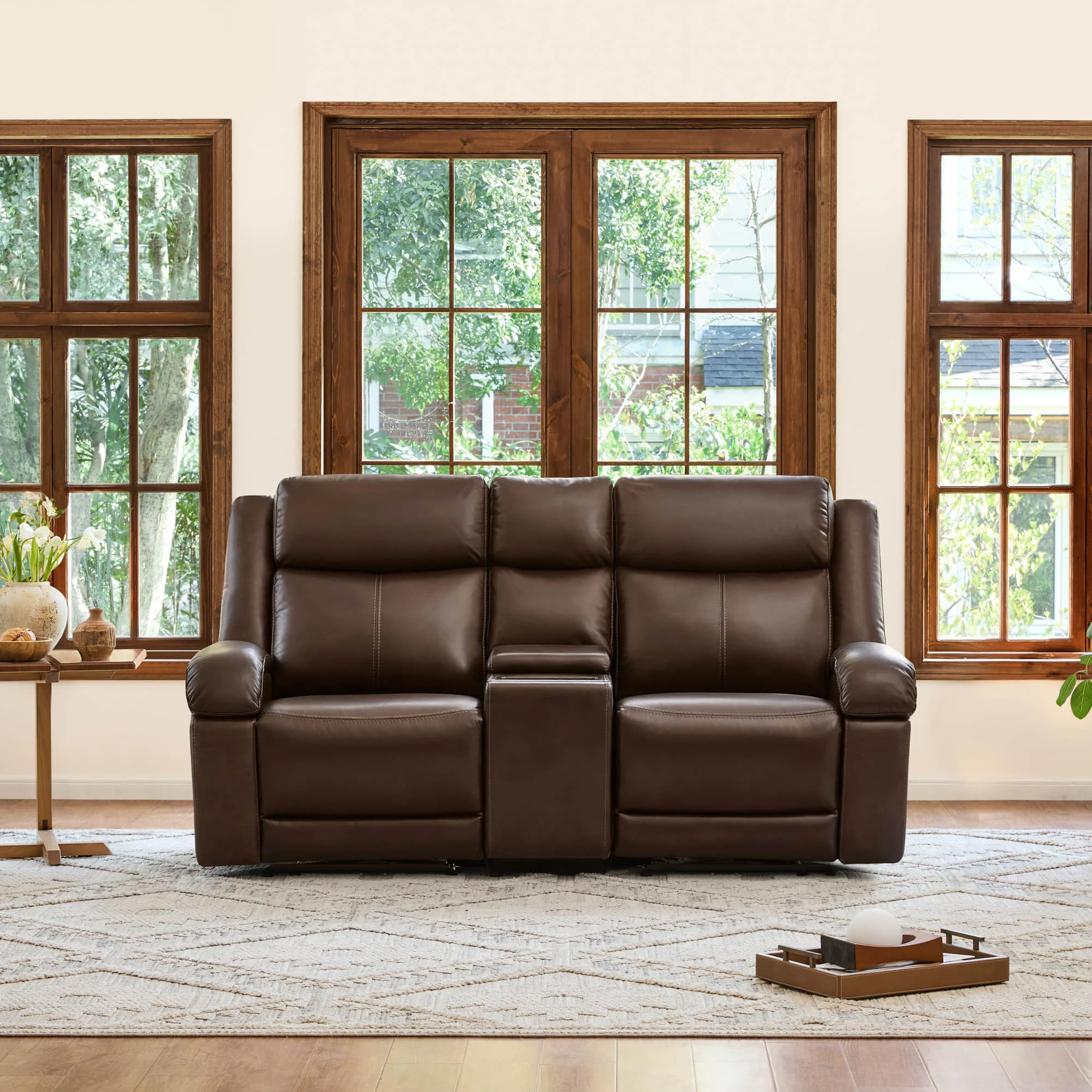 Isaac Genuine Leather Wall Hugger Power Reclining Sofa with Power Headrest - Image 3