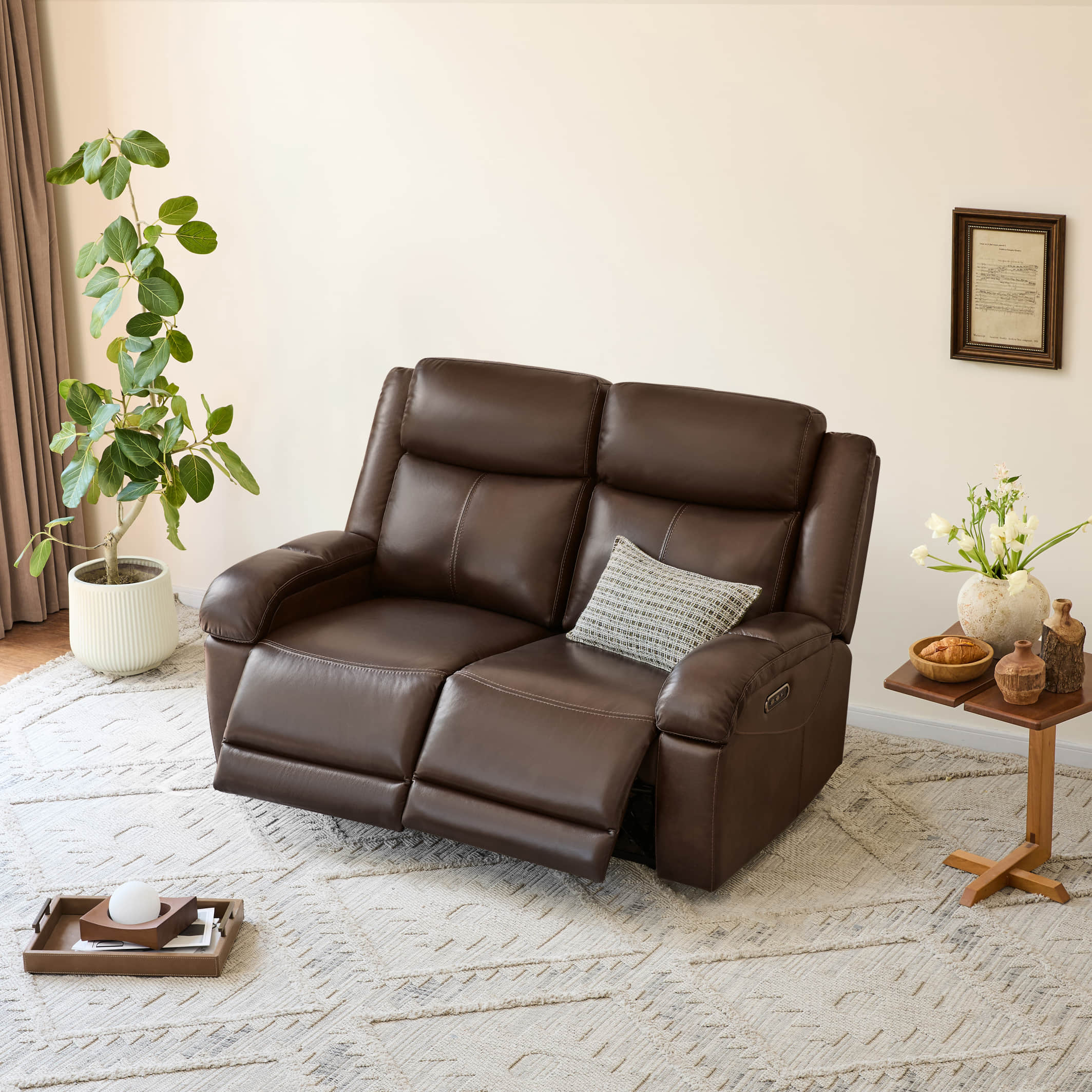 Isaac Genuine Leather Wall Hugger Power Reclining Sofa with Power Headrest - Image 7