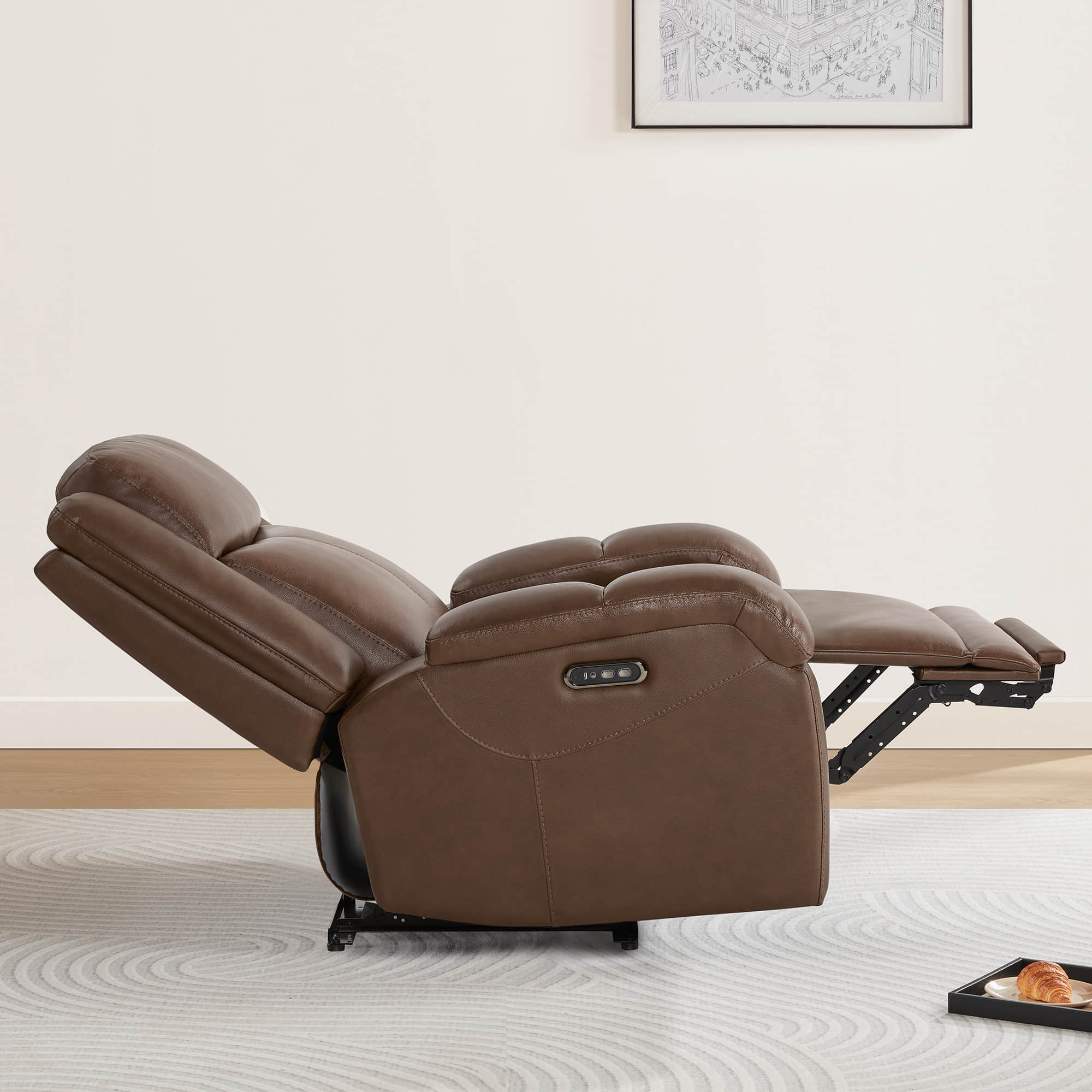Isaac Genuine Leather Wall Hugger Power Recliner with Power Headrest - Image 101