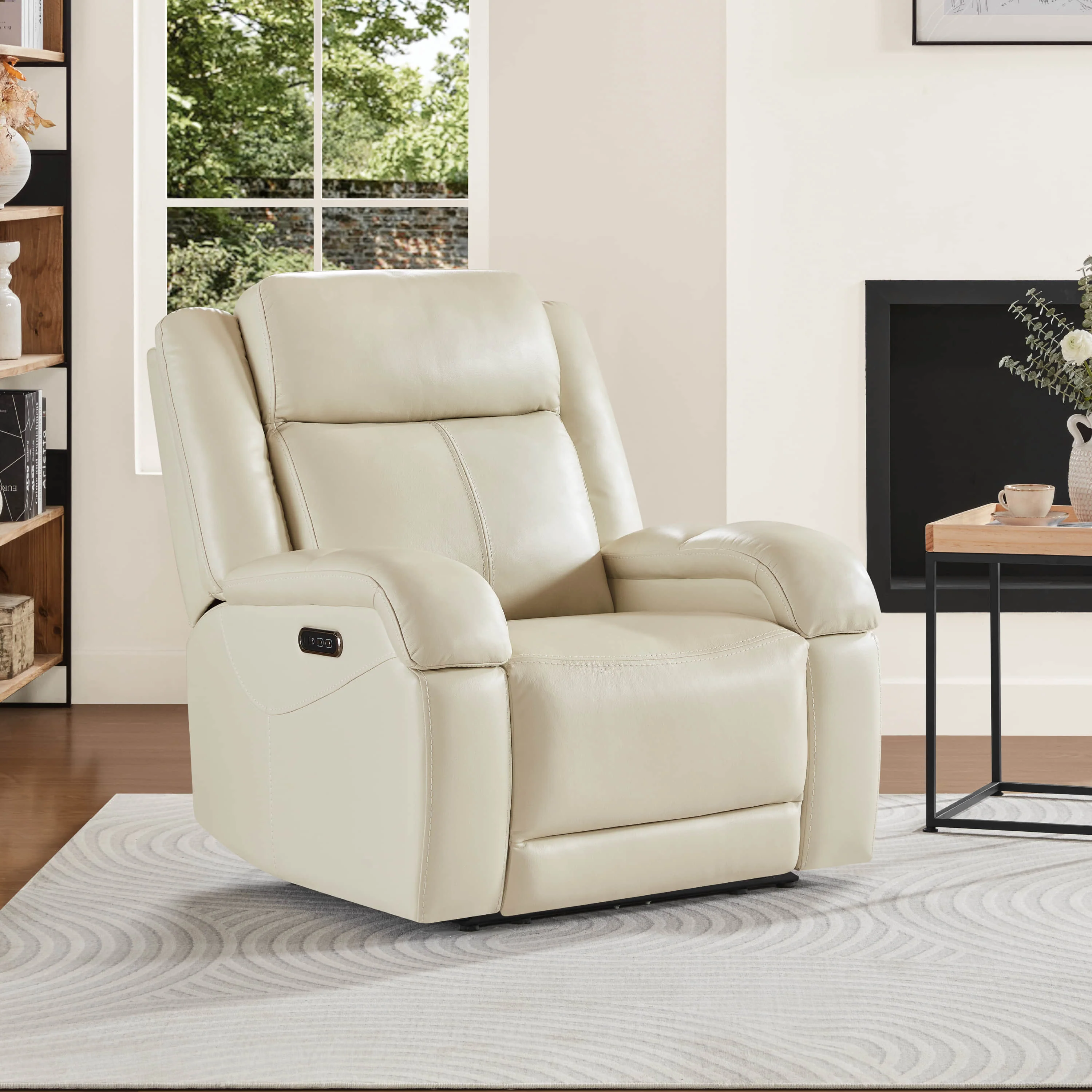 Isaac Genuine Leather Wall Hugger Power Recliner with Power Headrest - Image 71