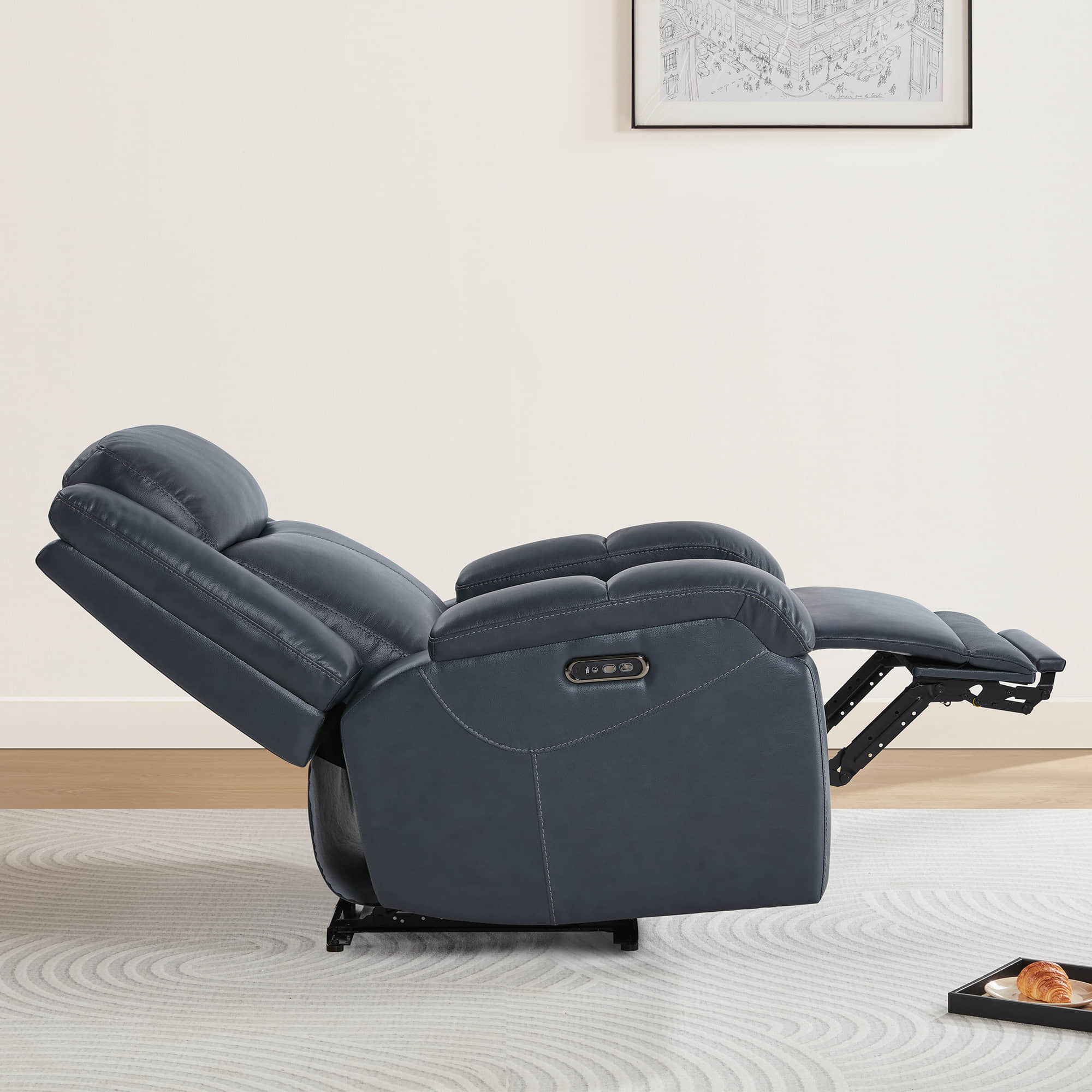 Isaac Genuine Leather Wall Hugger Power Recliner with Power Headrest - Image 74