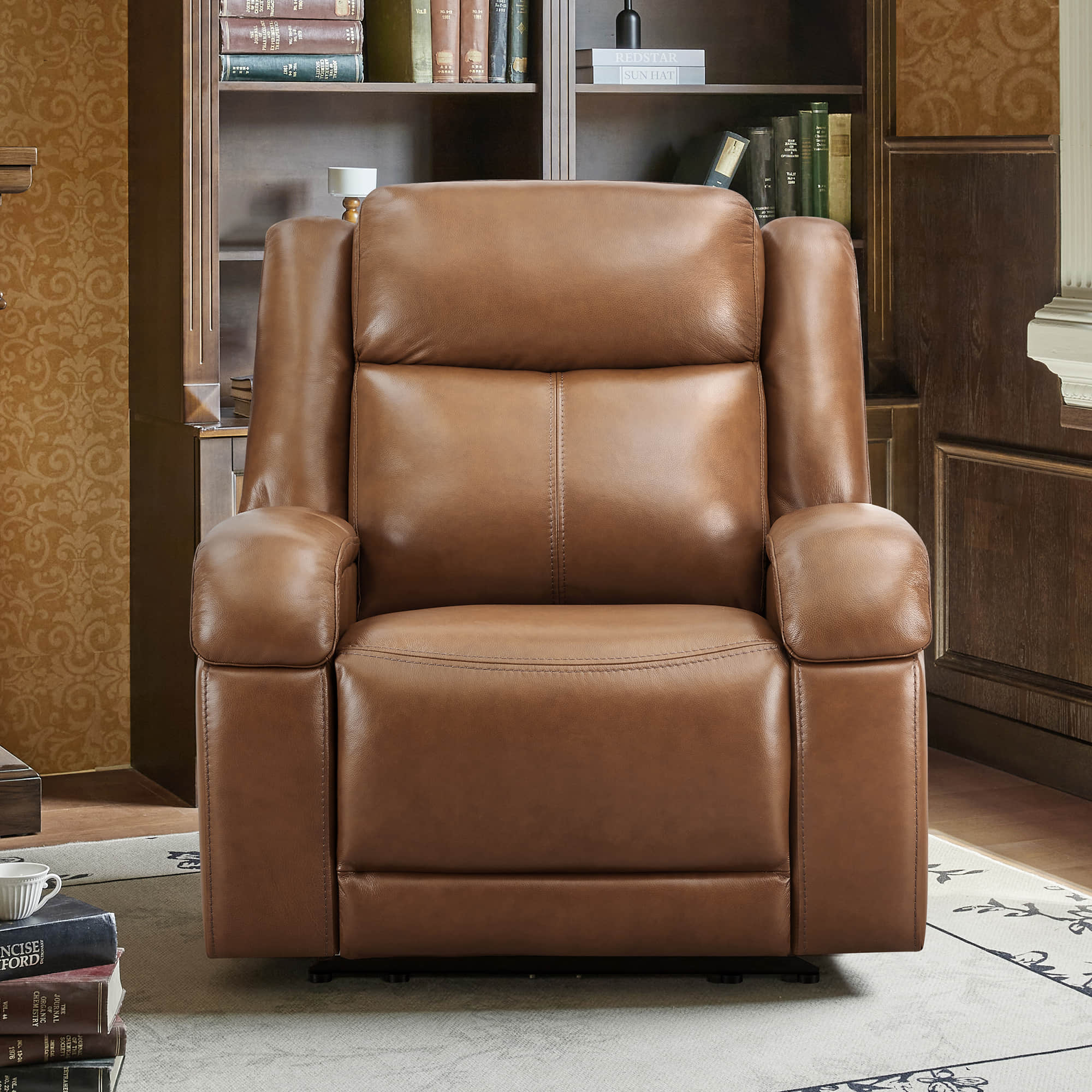 Isaac Genuine Leather Wall Hugger Power Recliner with Power Headrest - Image 77