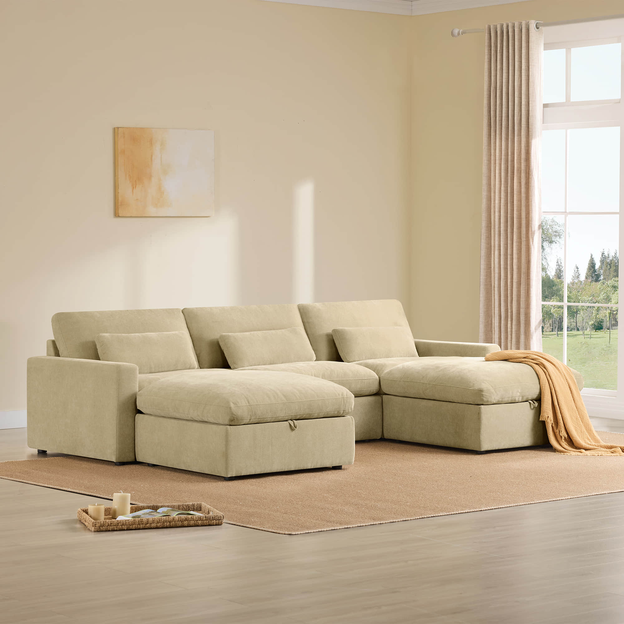 Ivy 5-Seat Performance Fabric Modular Sectional Sofa with Storage Ottoman - Image 11