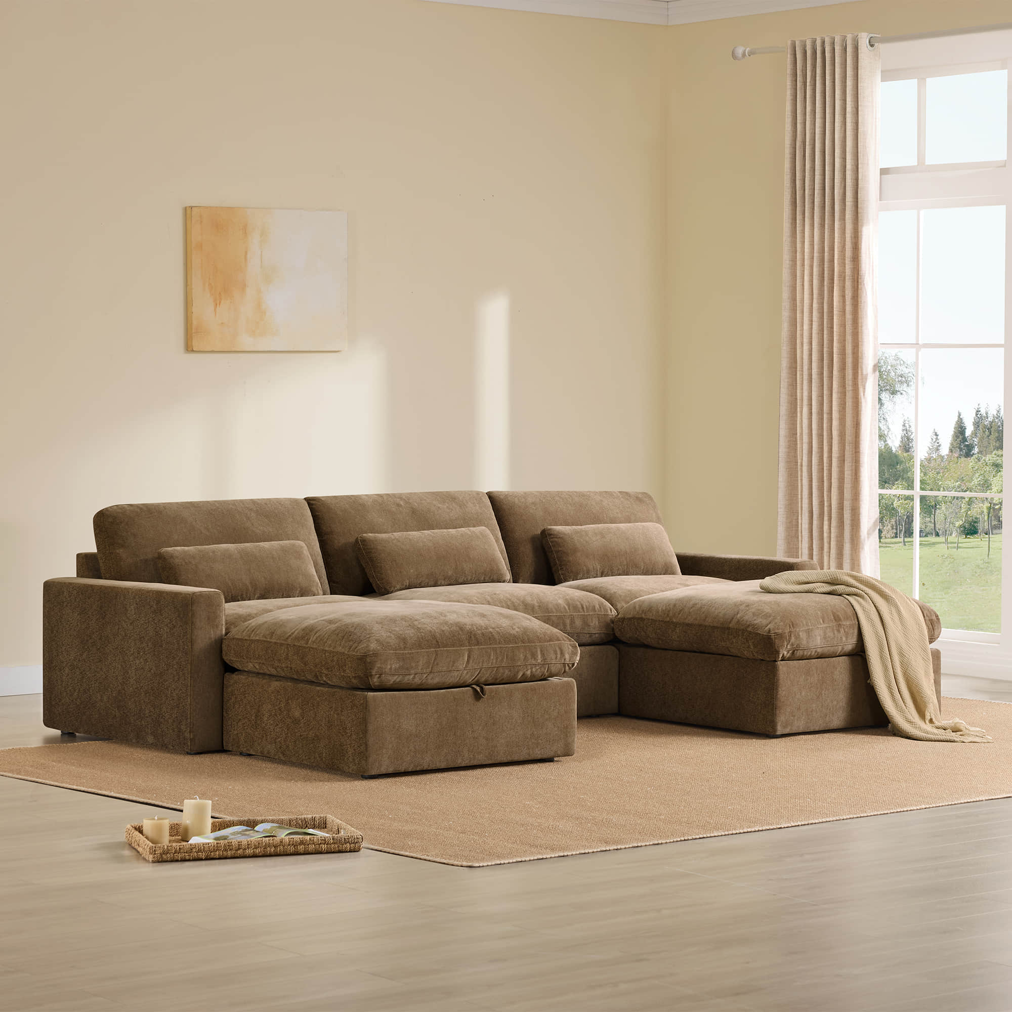 Ivy 5-Seat Performance Fabric Modular Sectional Sofa with Storage Ottoman - Image 12