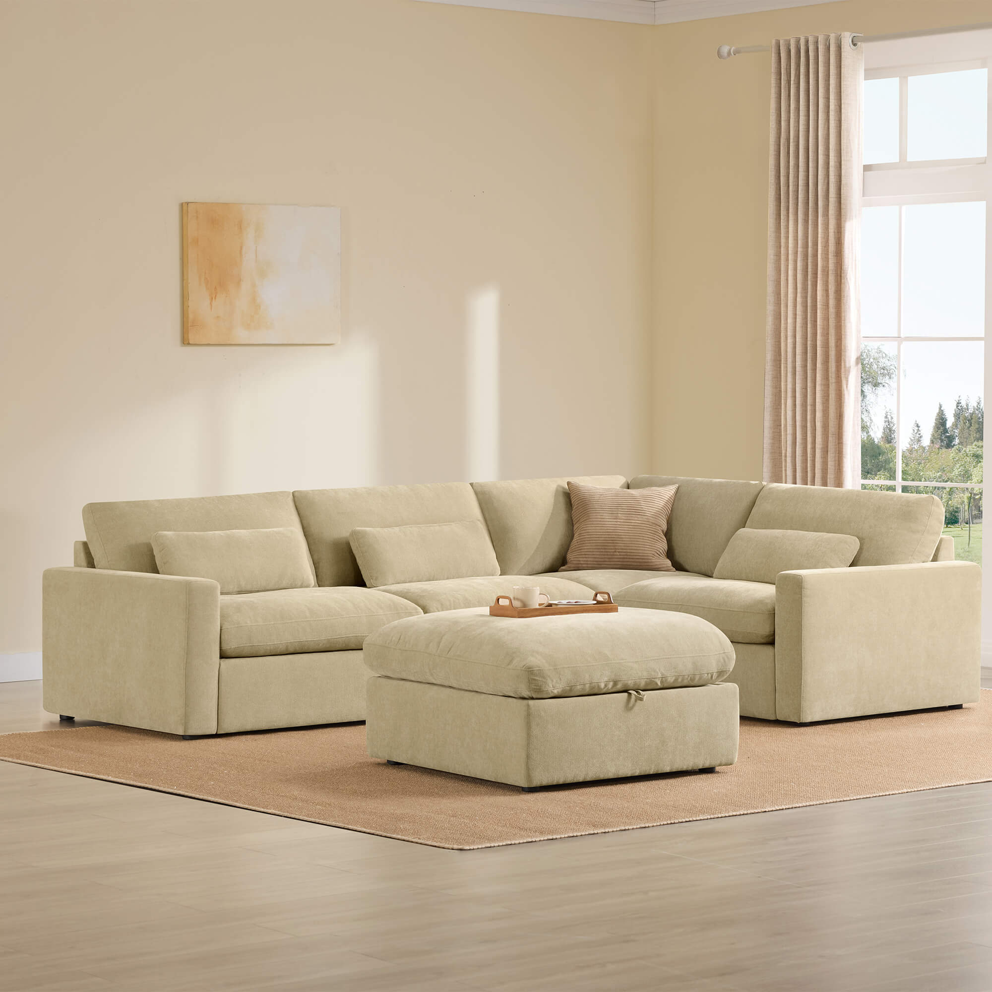 Ivy 5-Seat Performance Fabric Modular Sectional Sofa with Storage Ottoman - Image 35