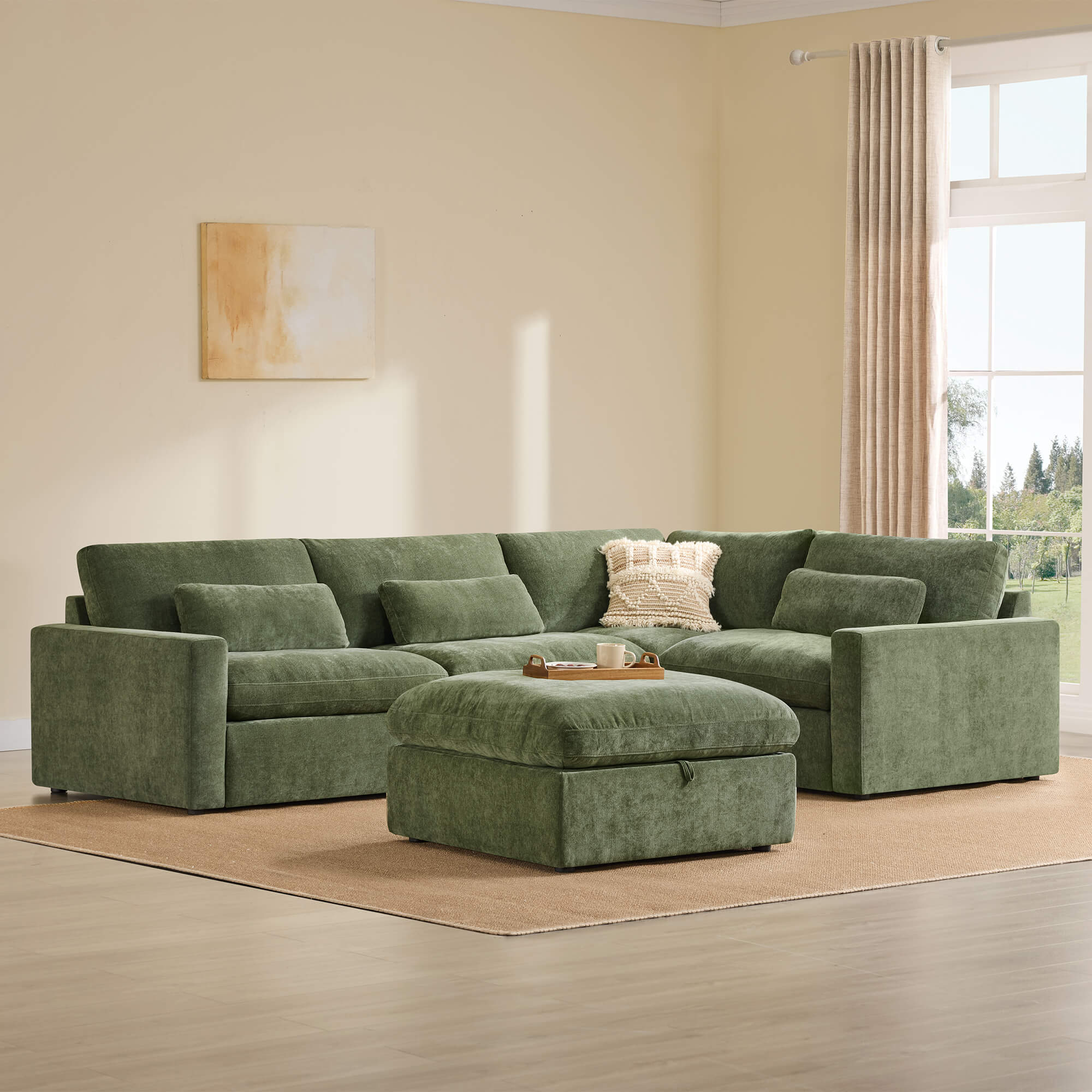 Ivy 5-Seat Performance Fabric Modular Sectional Sofa with Storage Ottoman - Image 36