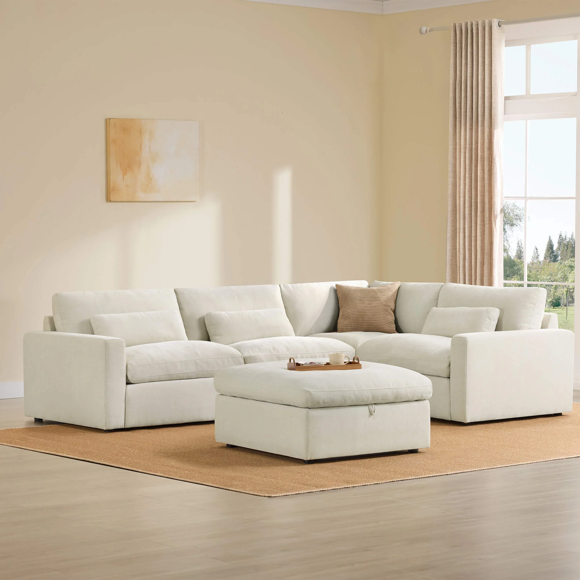 Ivy 5-Seat Performance Fabric Modular Sectional Sofa with Storage Ottoman - Image 38