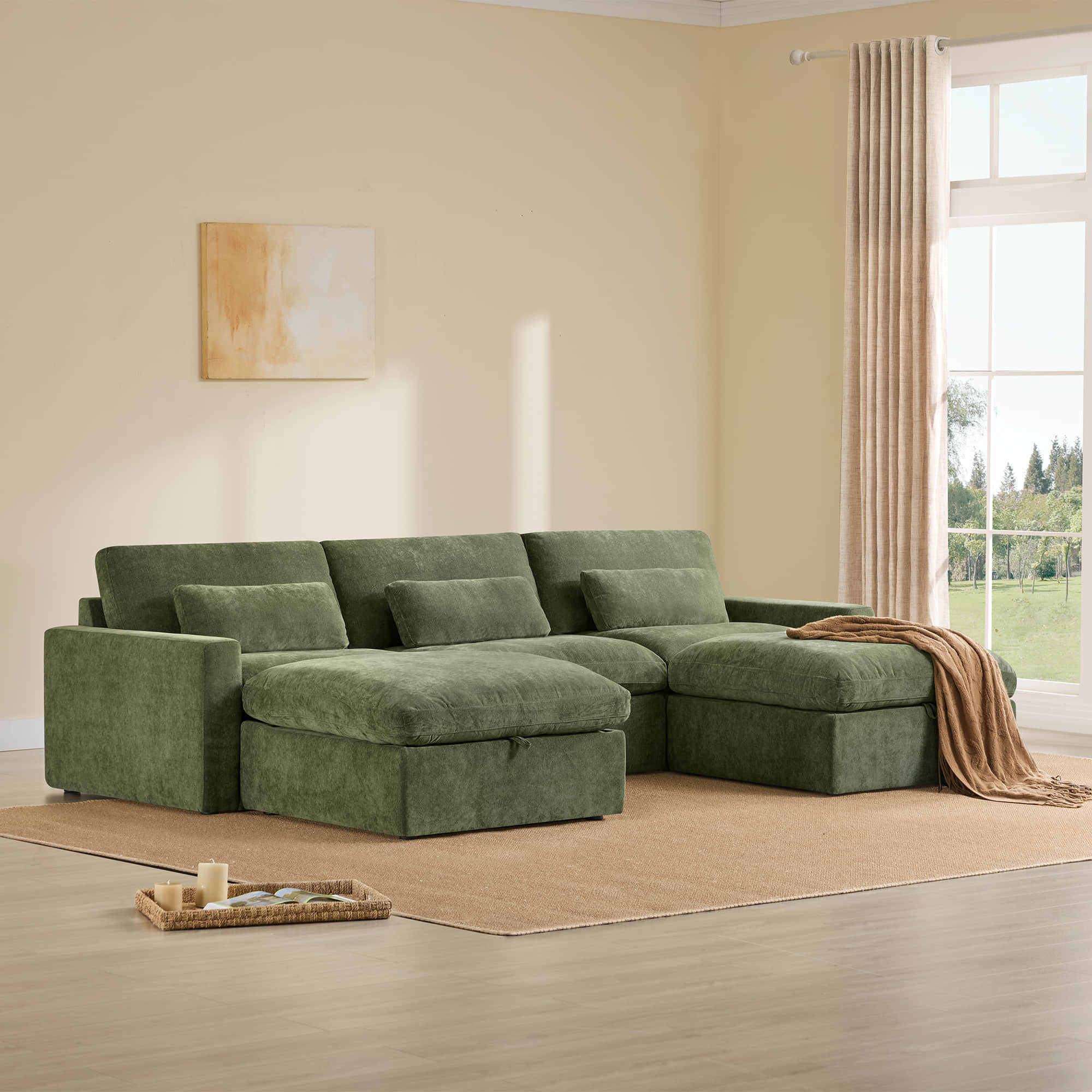Ivy 5-Seat Performance Fabric Modular Sectional Sofa with Storage Ottoman - Image 4