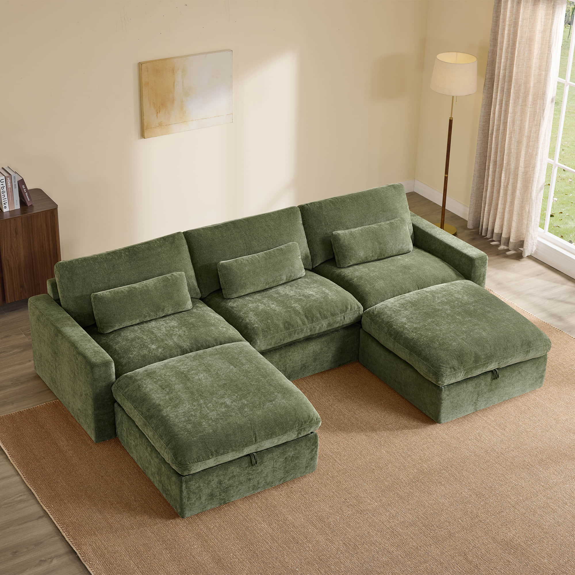 Ivy 5-Seat Performance Fabric Modular Sectional Sofa with Storage Ottoman - Image 5