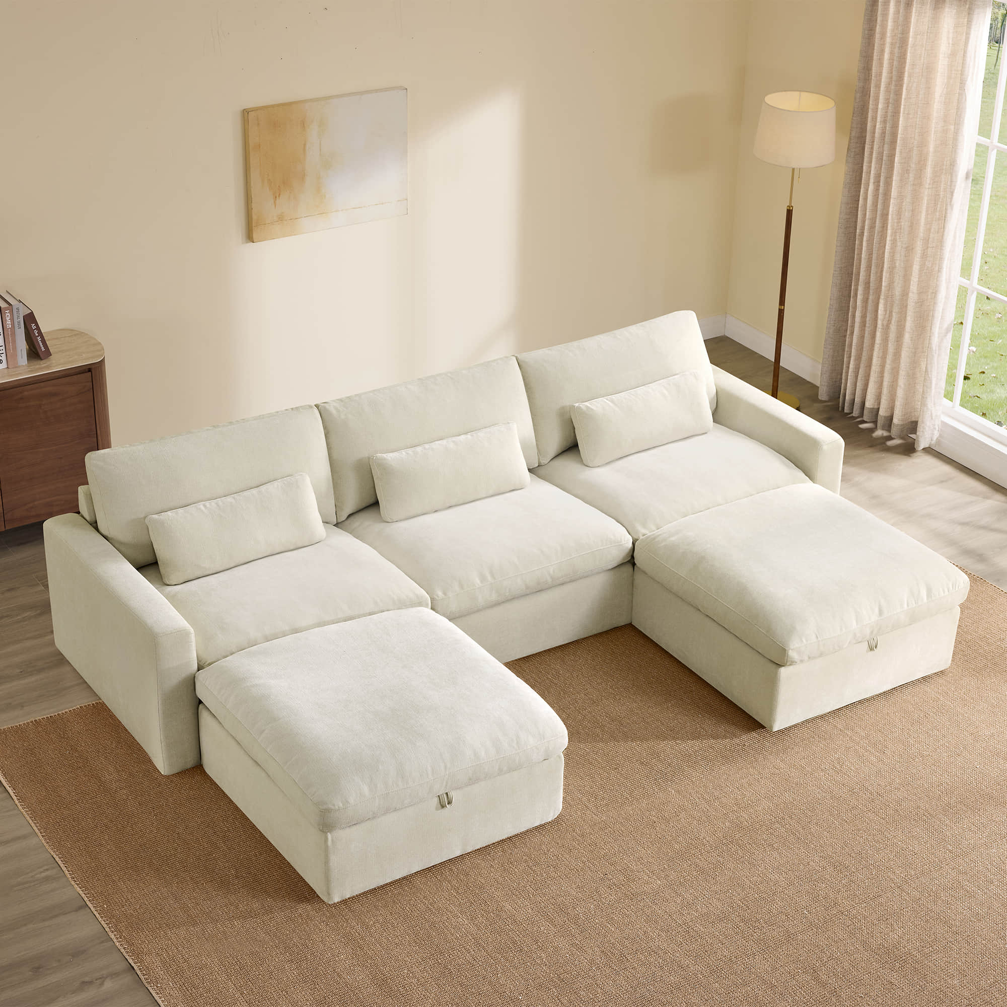 Ivy 5-Seat Performance Fabric Modular Sectional Sofa with Storage Ottoman - Image 7