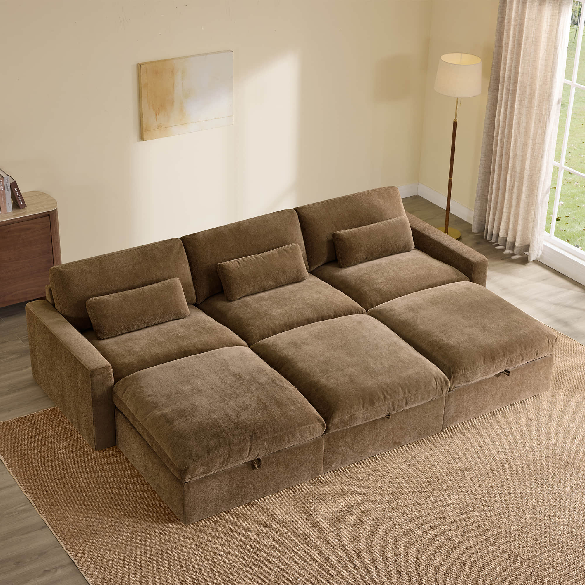 Ivy 6-Seat Performance Fabric Bed Modular Sectional Sofa with Storage Ottoman - Image 14