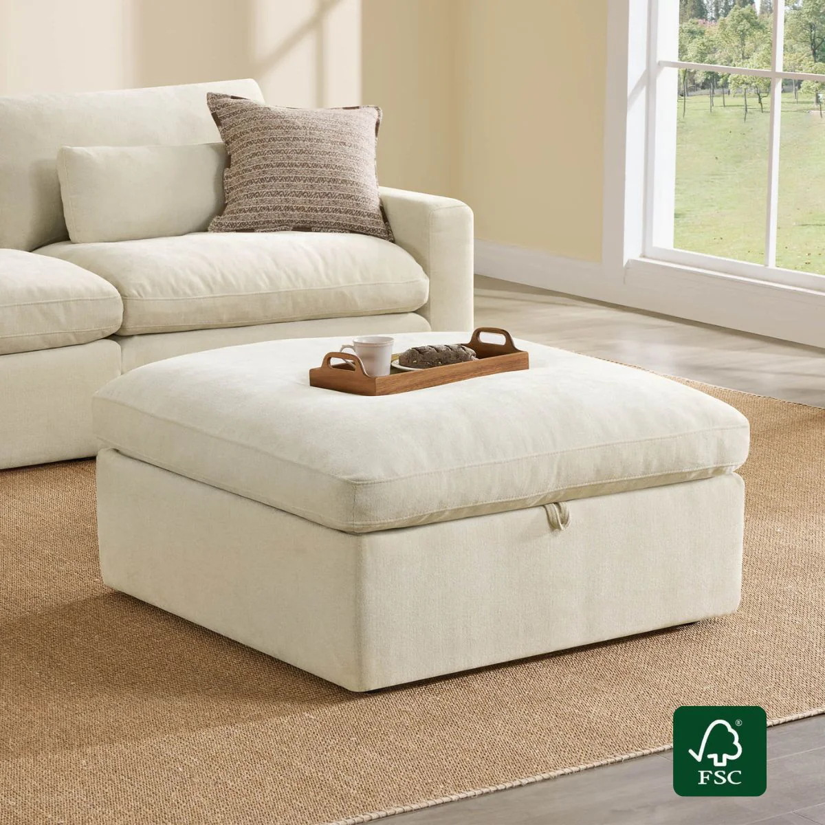 Ivy Modular Performance Fabric Ottoman with Storage - Image 2