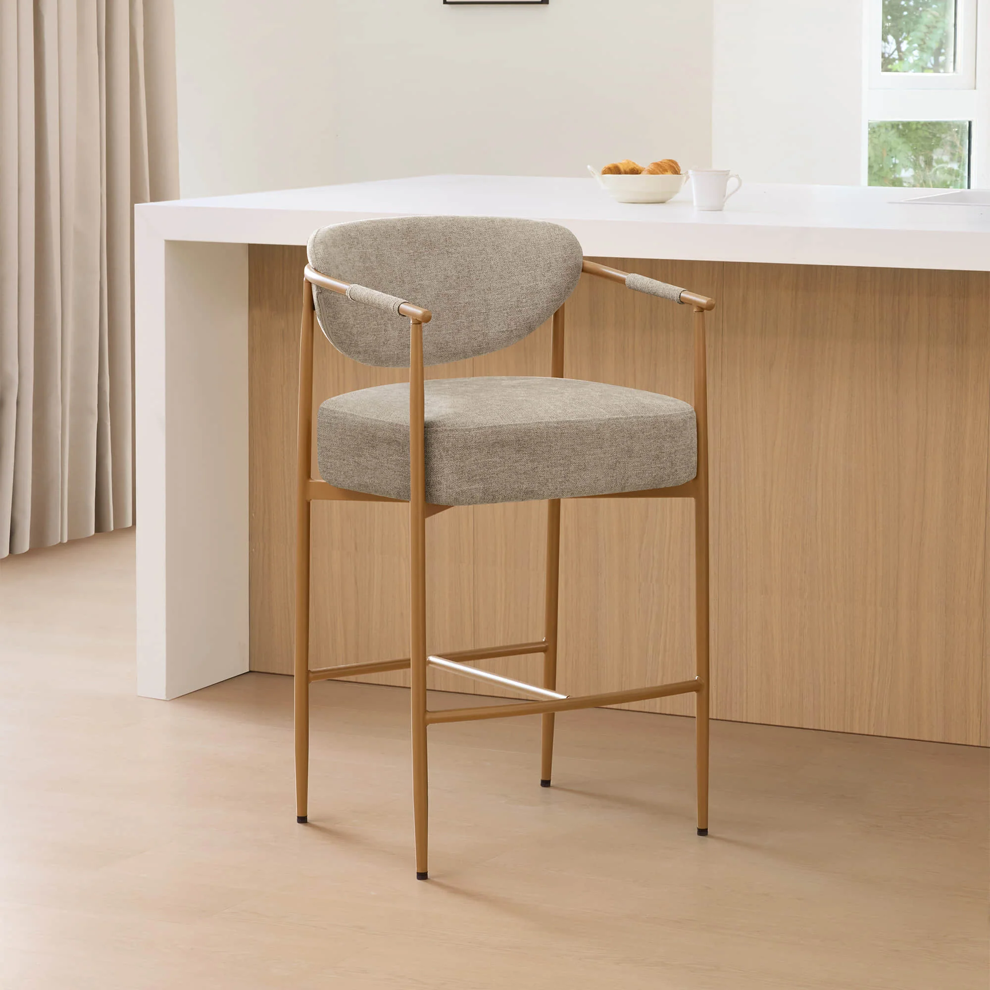 Jade Modern Curved Hand-Woven Counter Stool - Image 11