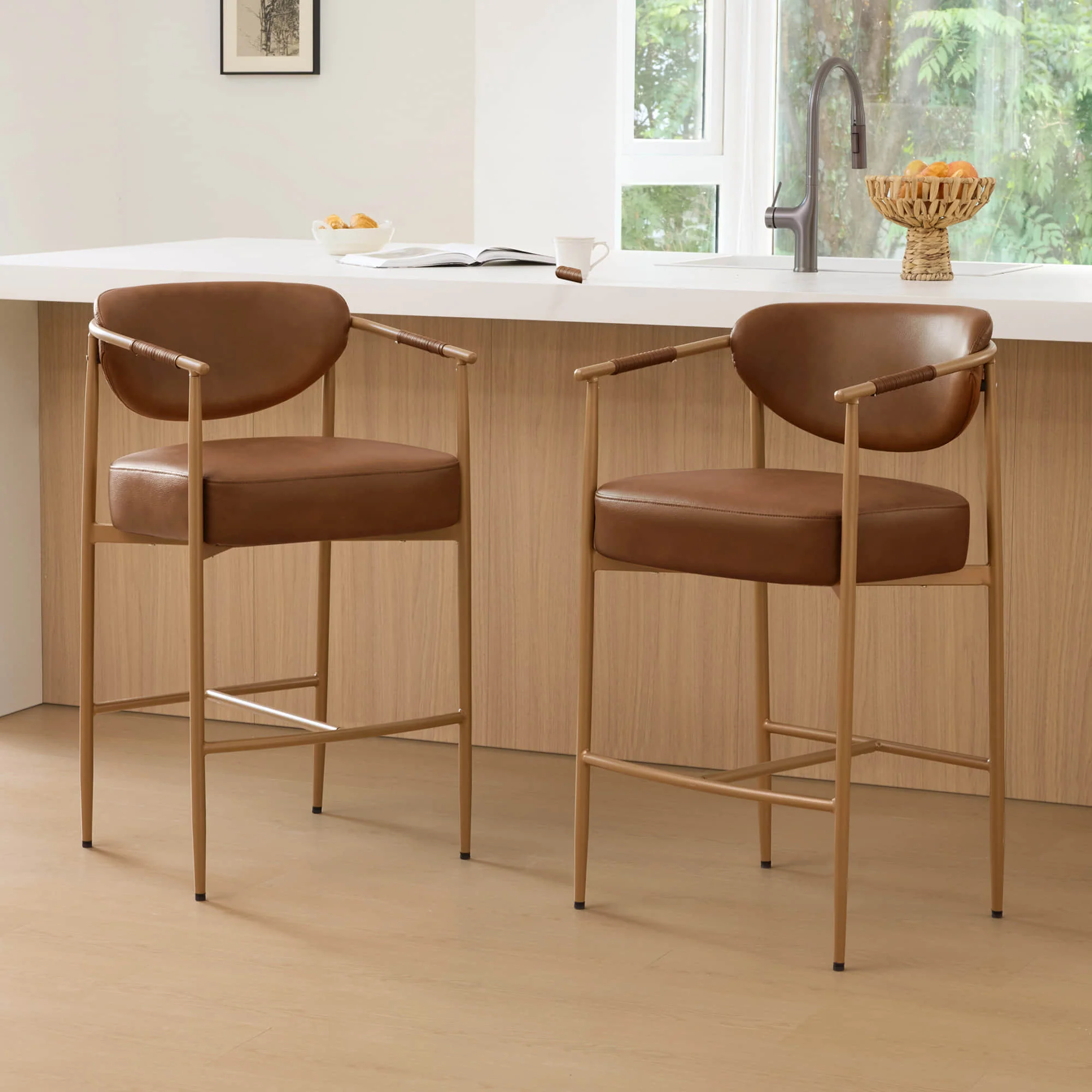 Jade Modern Curved Hand-Woven Counter Stool - Image 16