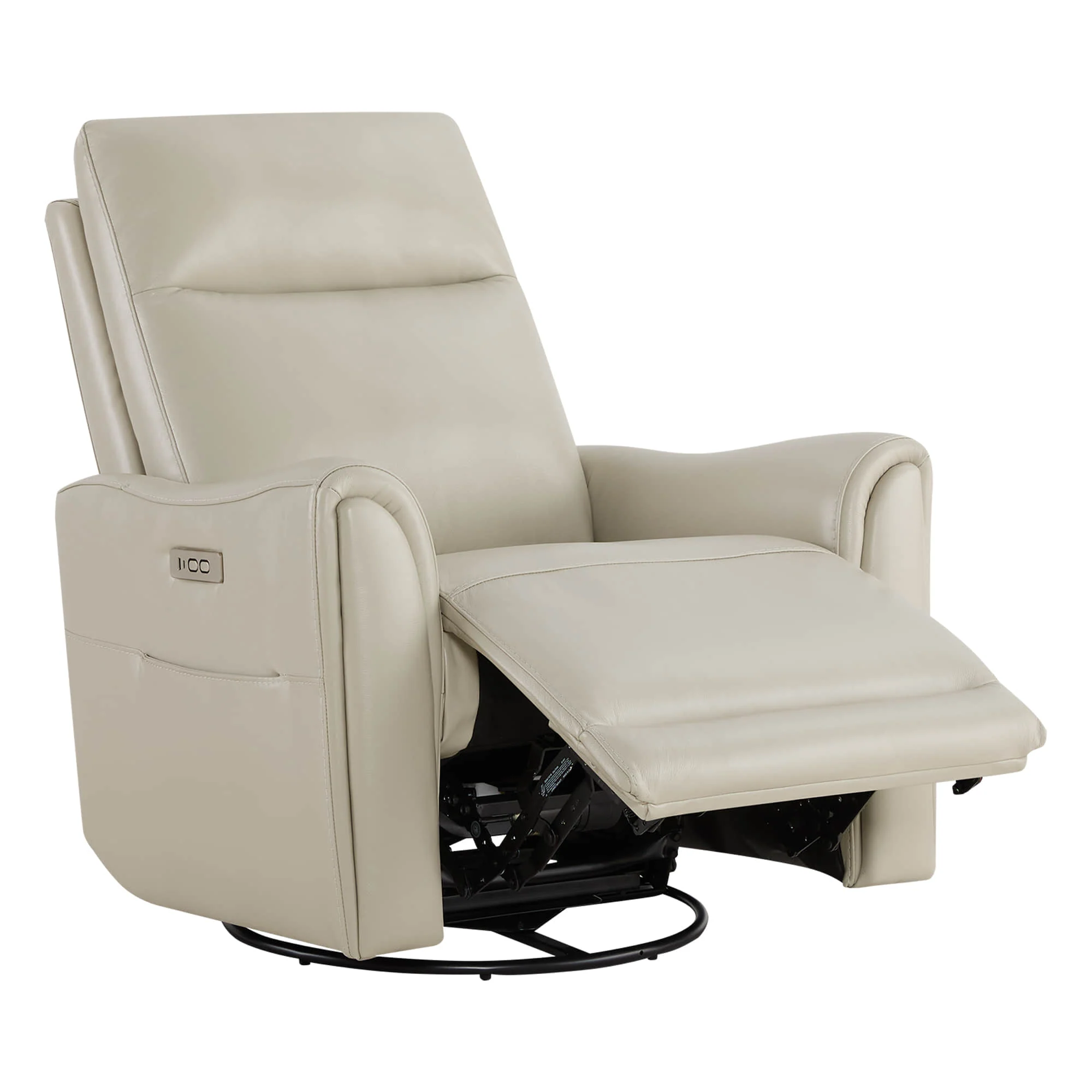 James Modern Genuine Leather Power Swivel Glider Recliner - Image 29