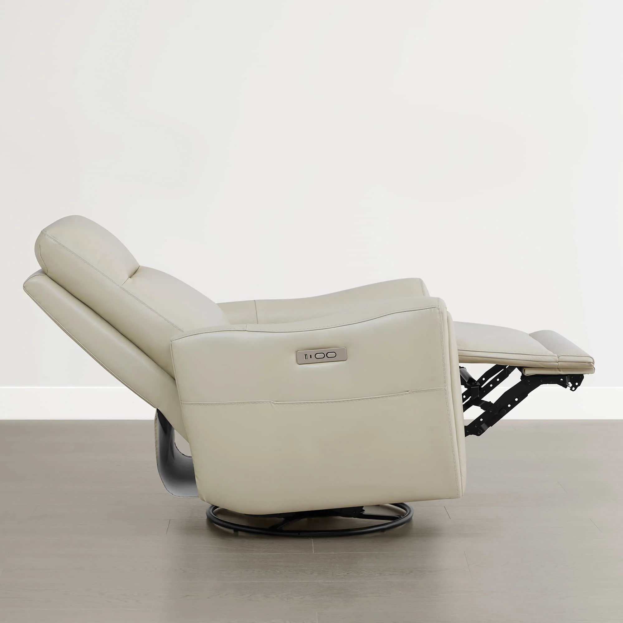 James Modern Genuine Leather Power Swivel Glider Recliner - Image 5