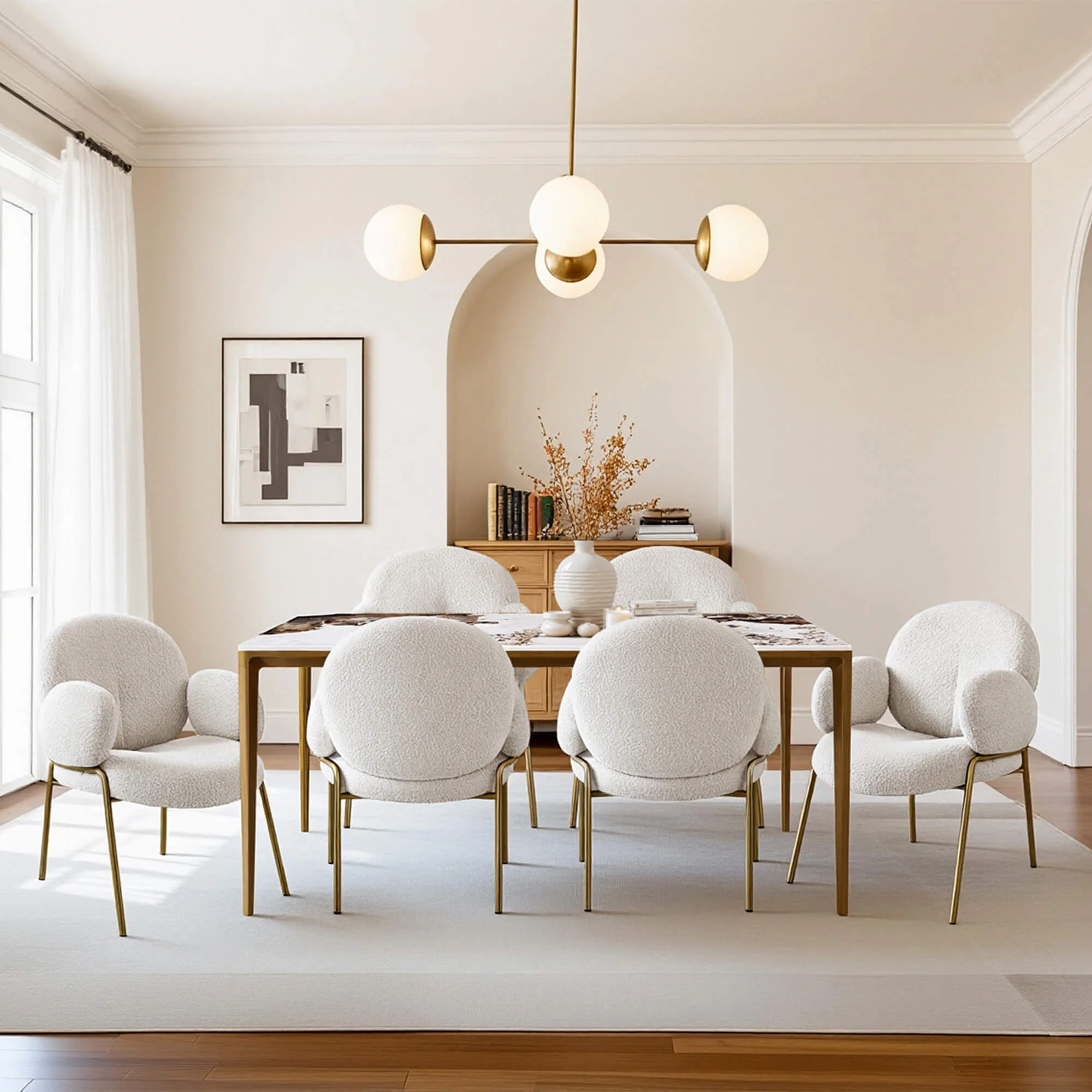 Janet Cloud-Shaped Boucle Dining Chair