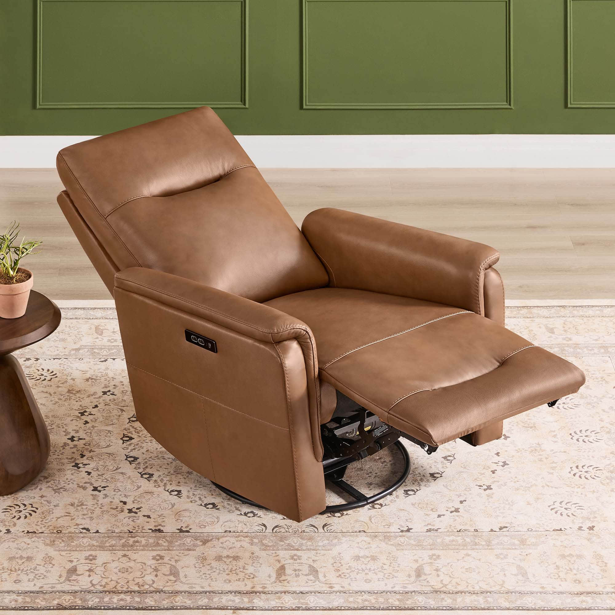 Jaxon Genuine Leather Swivel Glider Power Recliner with Power Headrest - Image 10
