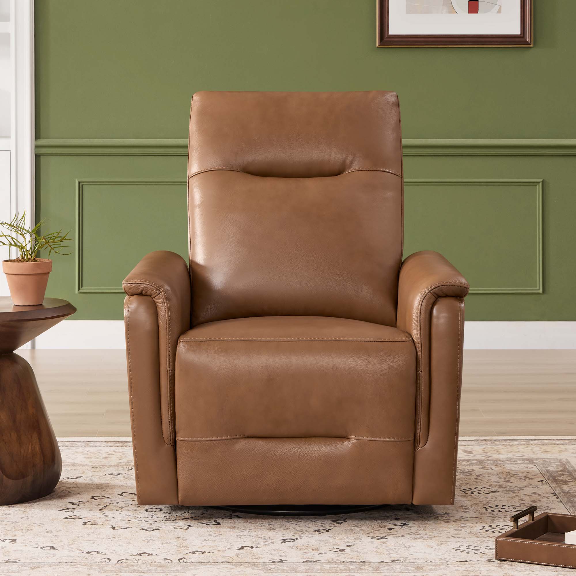 Jaxon Genuine Leather Swivel Glider Power Recliner with Power Headrest - Image 15