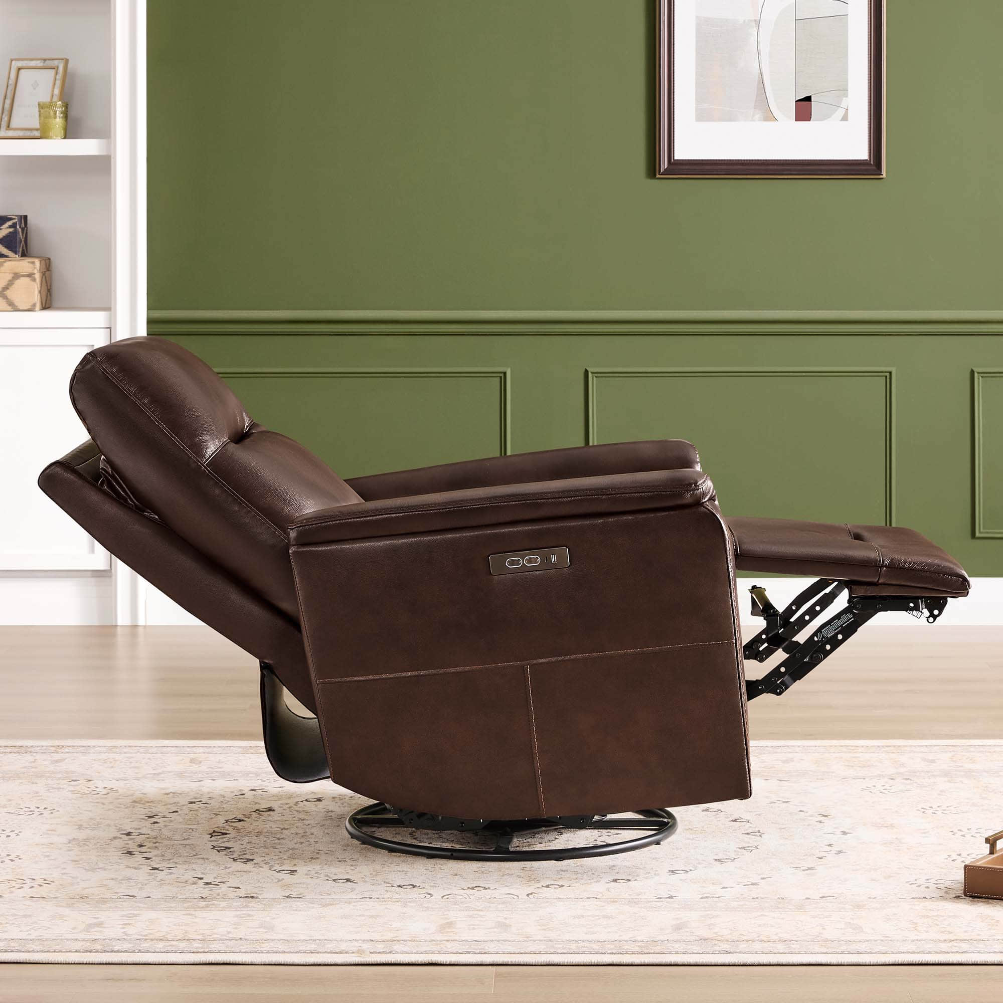 Jaxon Genuine Leather Swivel Glider Power Recliner with Power Headrest - Image 18