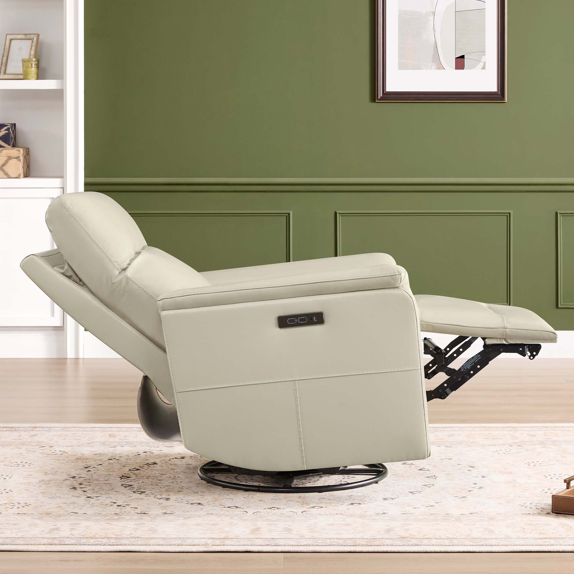 Jaxon Genuine Leather Swivel Glider Power Recliner with Power Headrest - Image 24