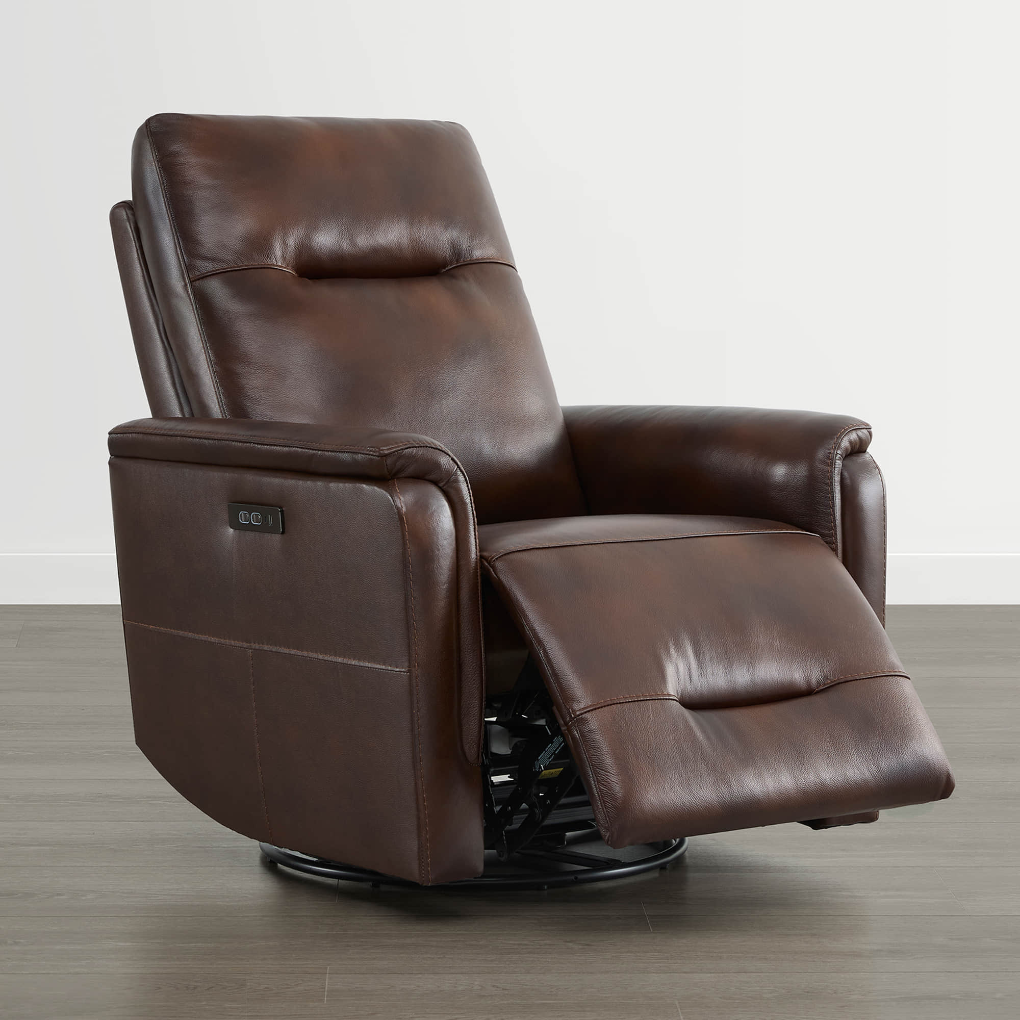 Jaxon Genuine Leather Swivel Glider Power Recliner with Power Headrest - Image 38