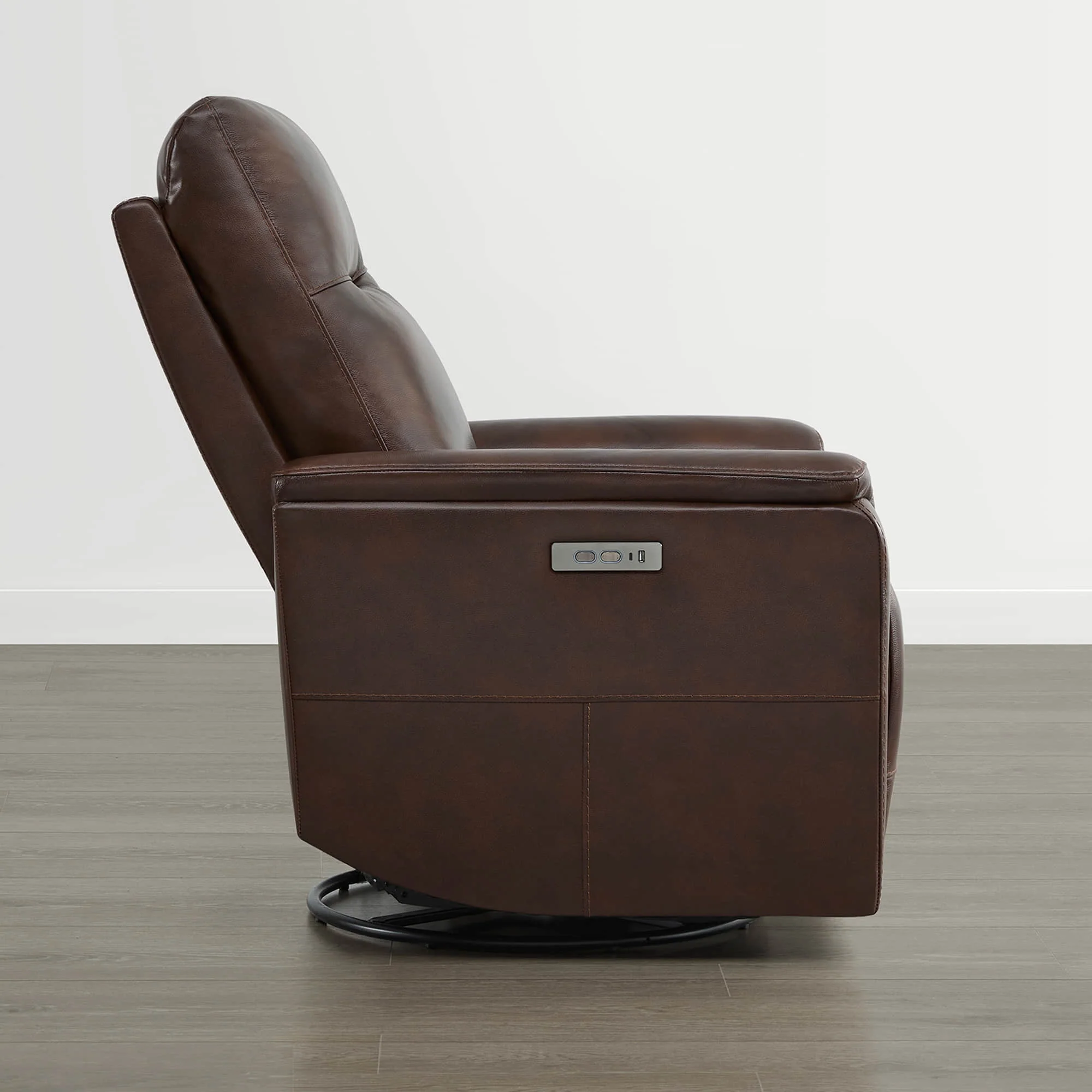 Jaxon Genuine Leather Swivel Glider Power Recliner with Power Headrest - Image 46
