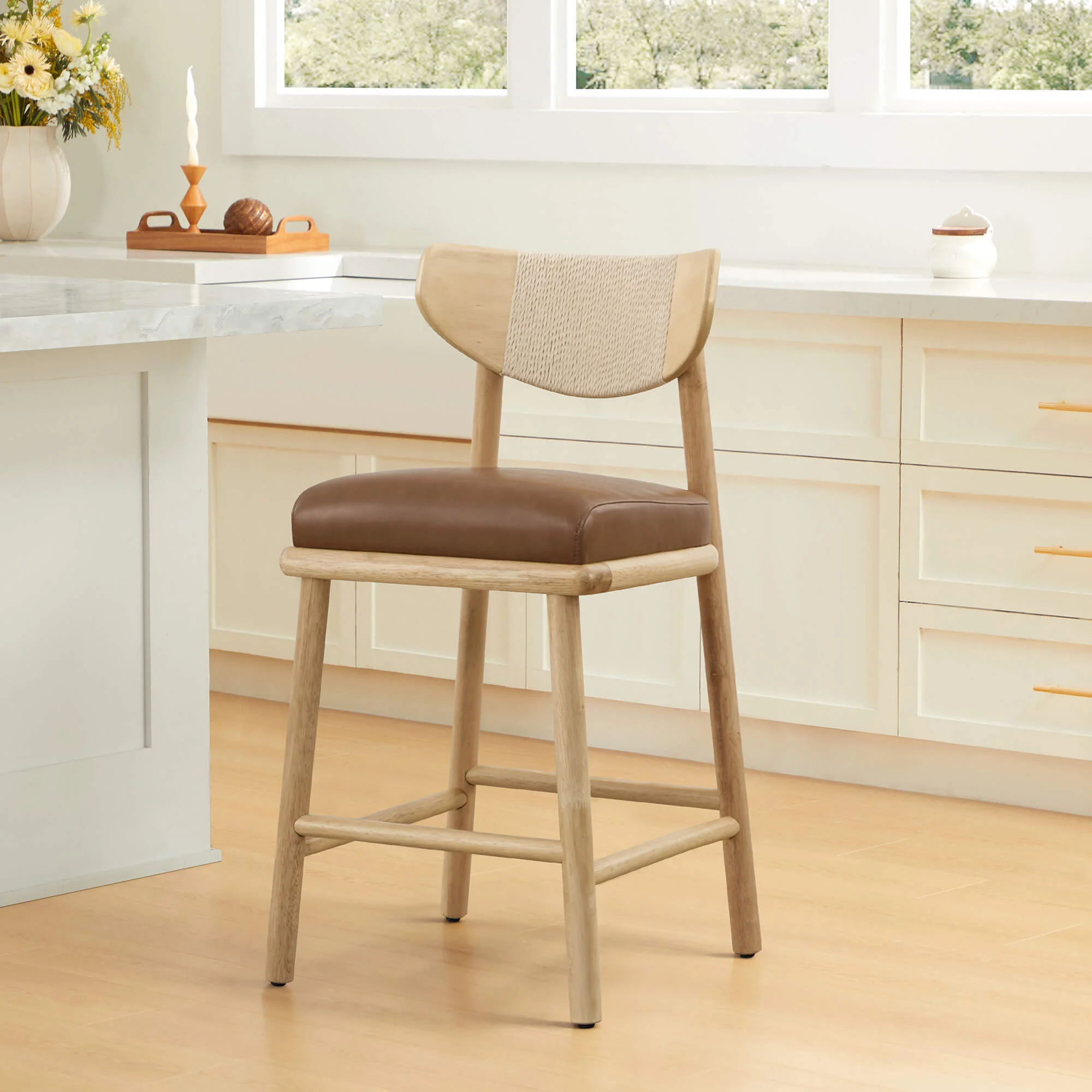 Jody Modern Woven Rope Counter Stool (Set of 2) - Image 3