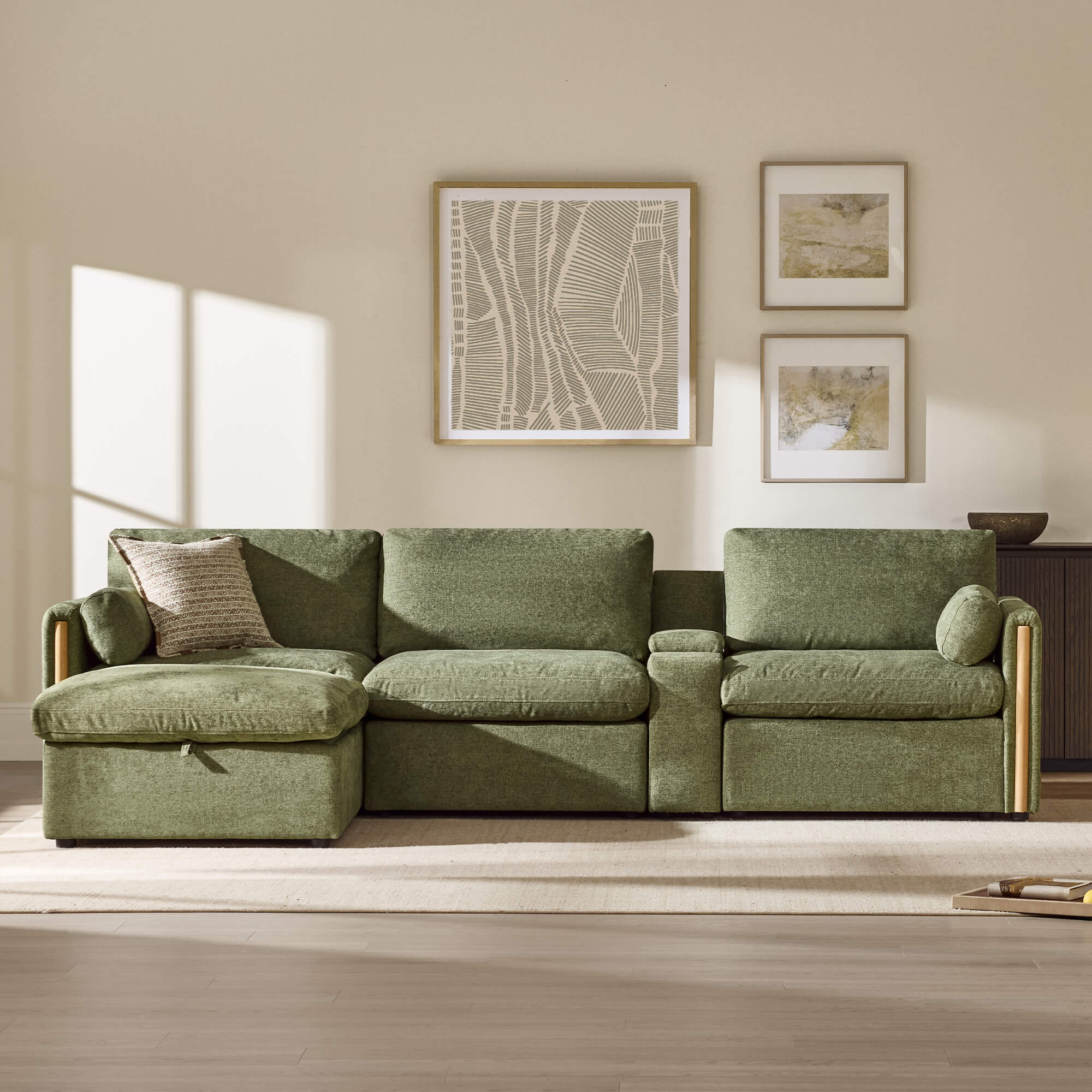 Jonathan Modern Cozy Chenille 4-seat Modular Sofa with Hidden Storage - Image 32