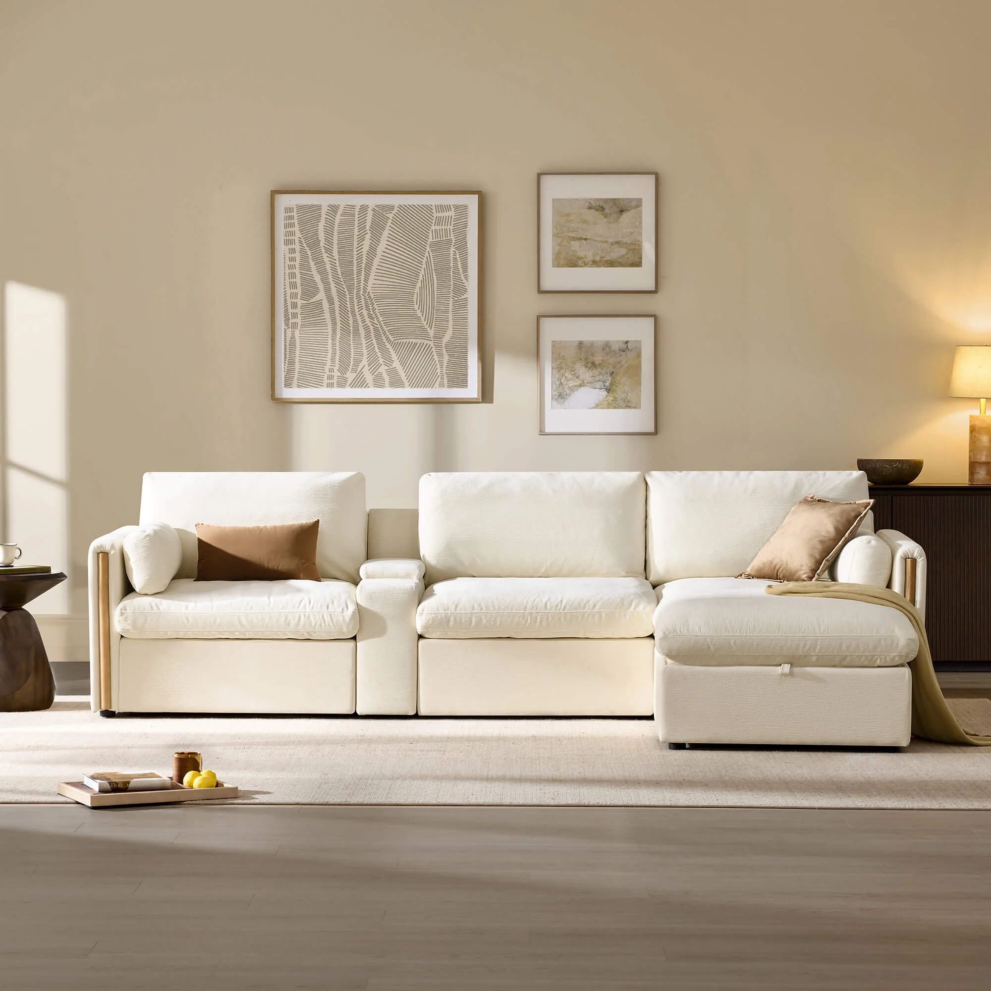 Jonathan Modern Cozy Chenille 4-seat Modular Sofa with Hidden Storage - Image 36