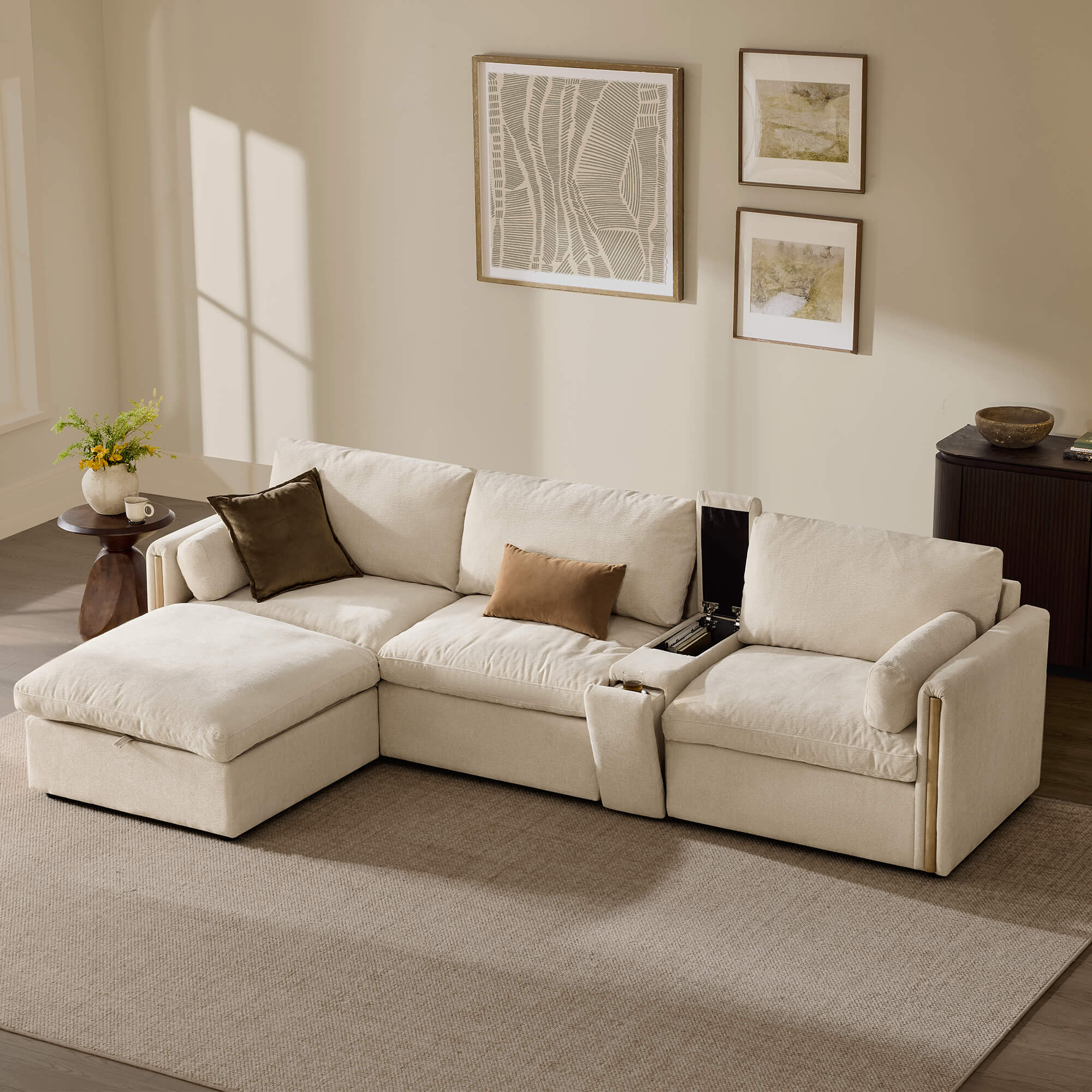Jonathan Modern Cozy Chenille 4-seat Modular Sofa with Hidden Storage - Image 37