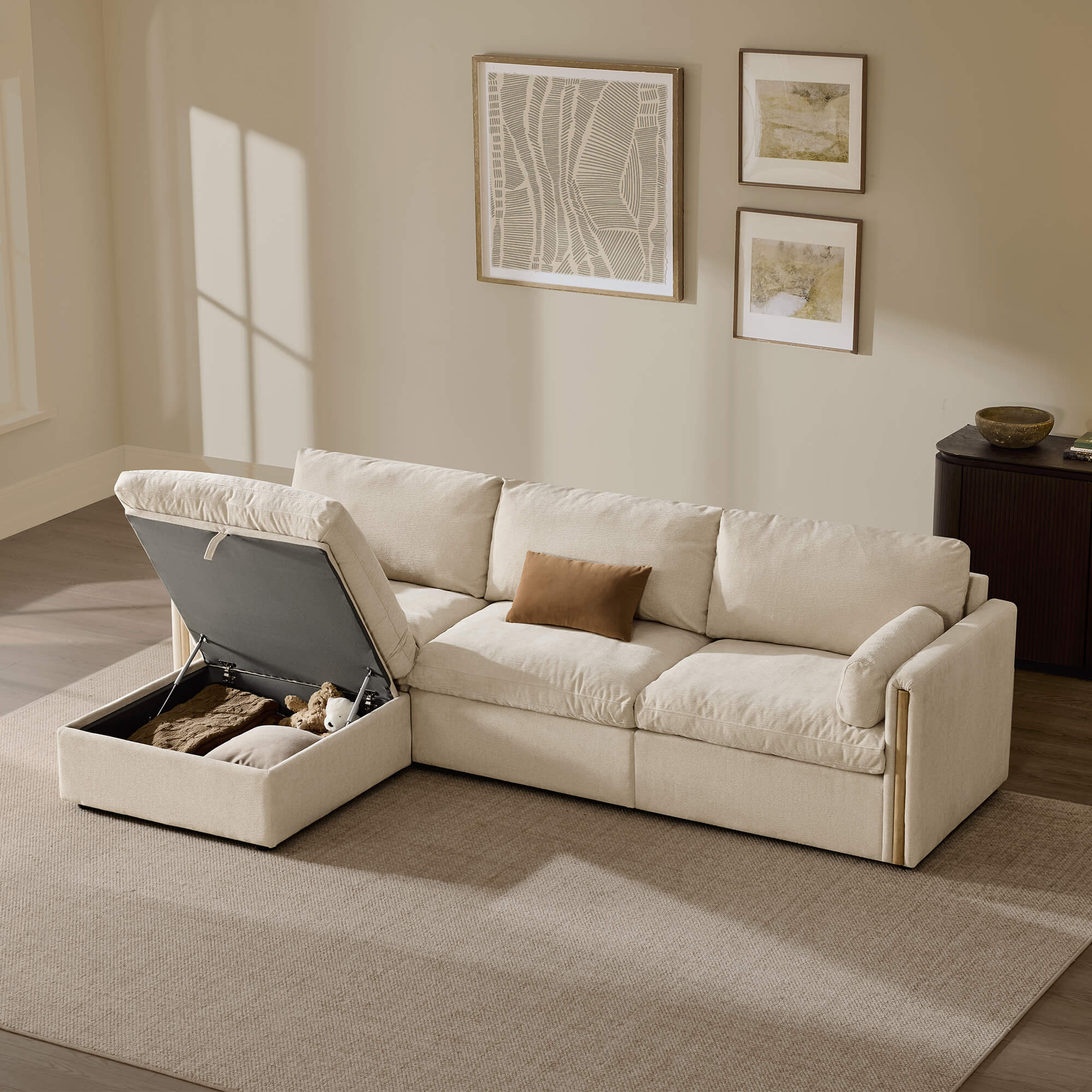 Jonathan Modern Cozy Chenille 4-seat Modular Sofa with Hidden Storage - Image 4