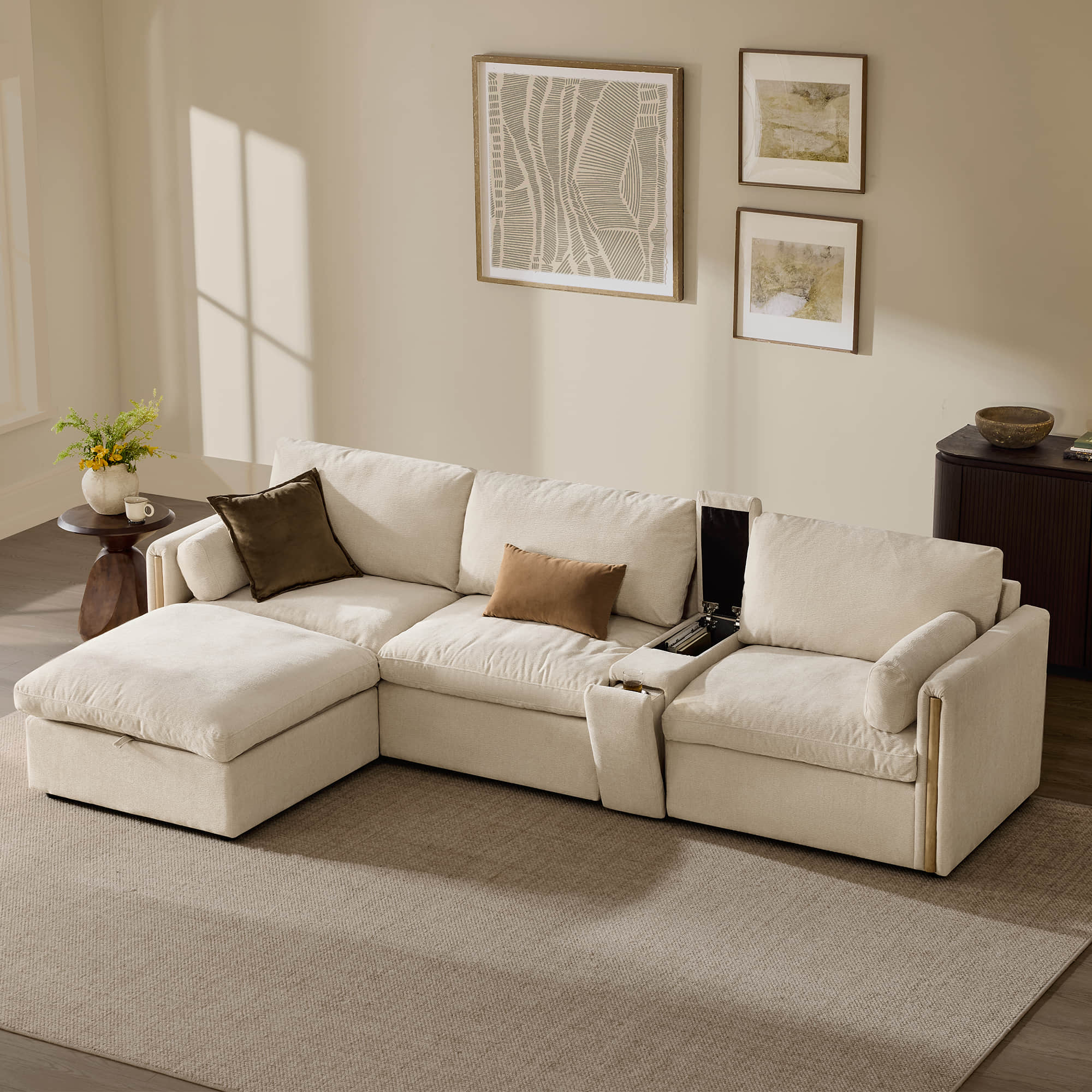 Jonathan Modern Cozy Chenille 4-seat Modular Sofa with Hidden Storage - Image 43
