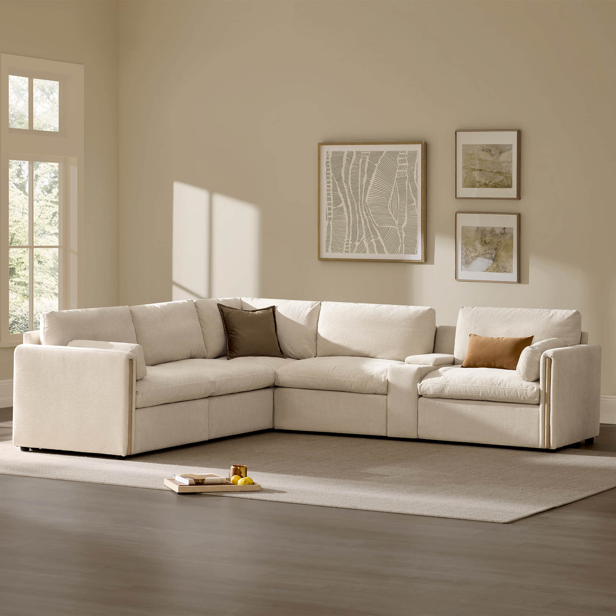 Jonathan Modern Cozy Chenille 5-seat Modular Sofa with Hidden Storage - Image 40
